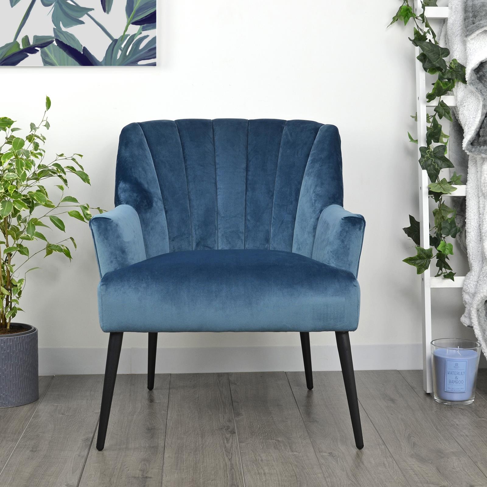 Velvet Oyster Armchair Chair Seat Home Living Room Bedroom Lounge