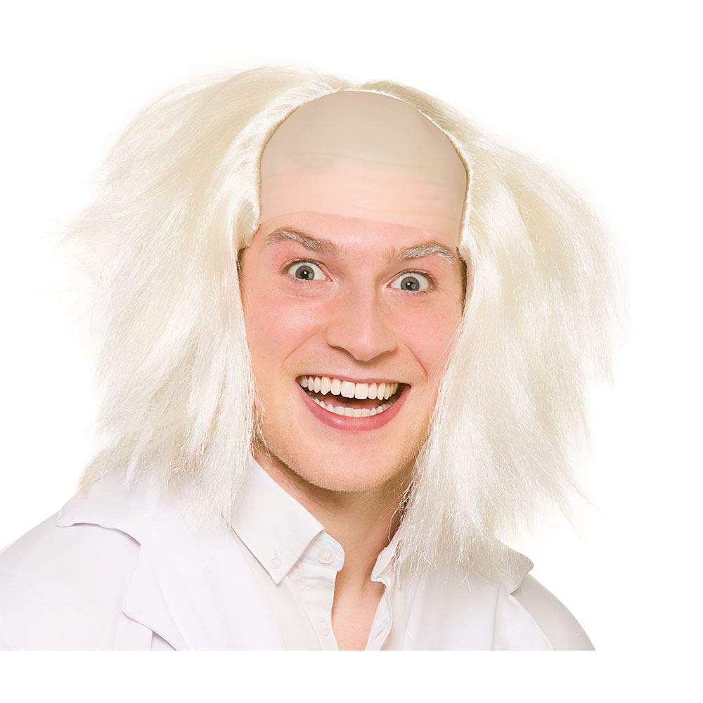 Mad Scientist Crazy Guy Wig Fancy Dress White Hair Halloween