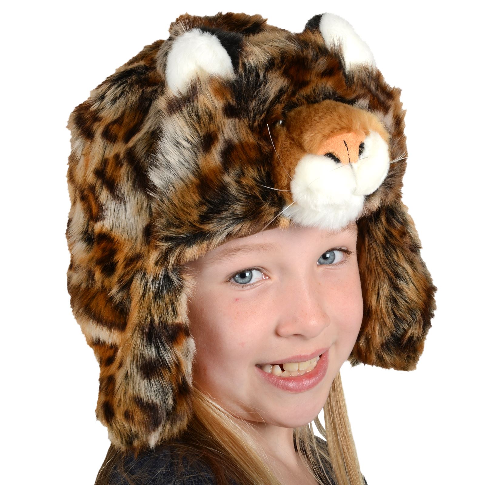 New Boys Girls Kids Soft Warm Animal Faux Fur Hat / Ear Flaps Owl Beaver Leopard - Picture 8 of 12