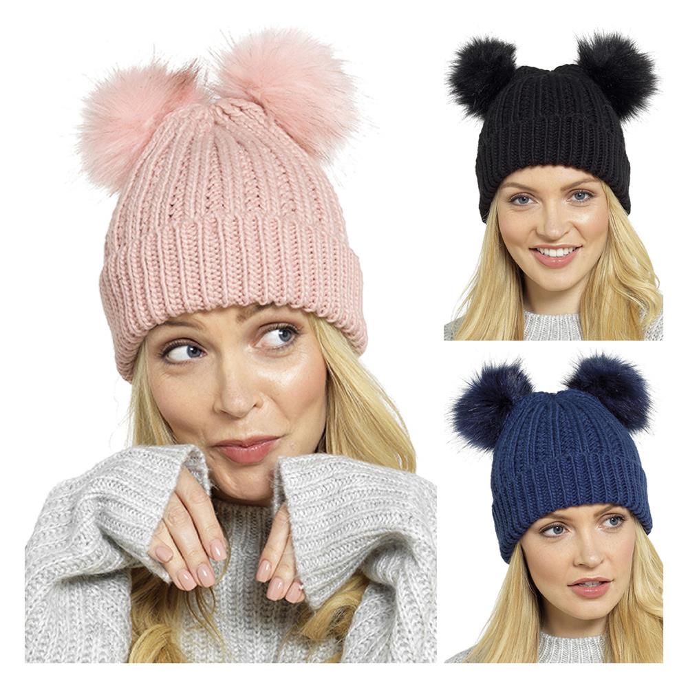 Ladies chunky bobble hats Clearance