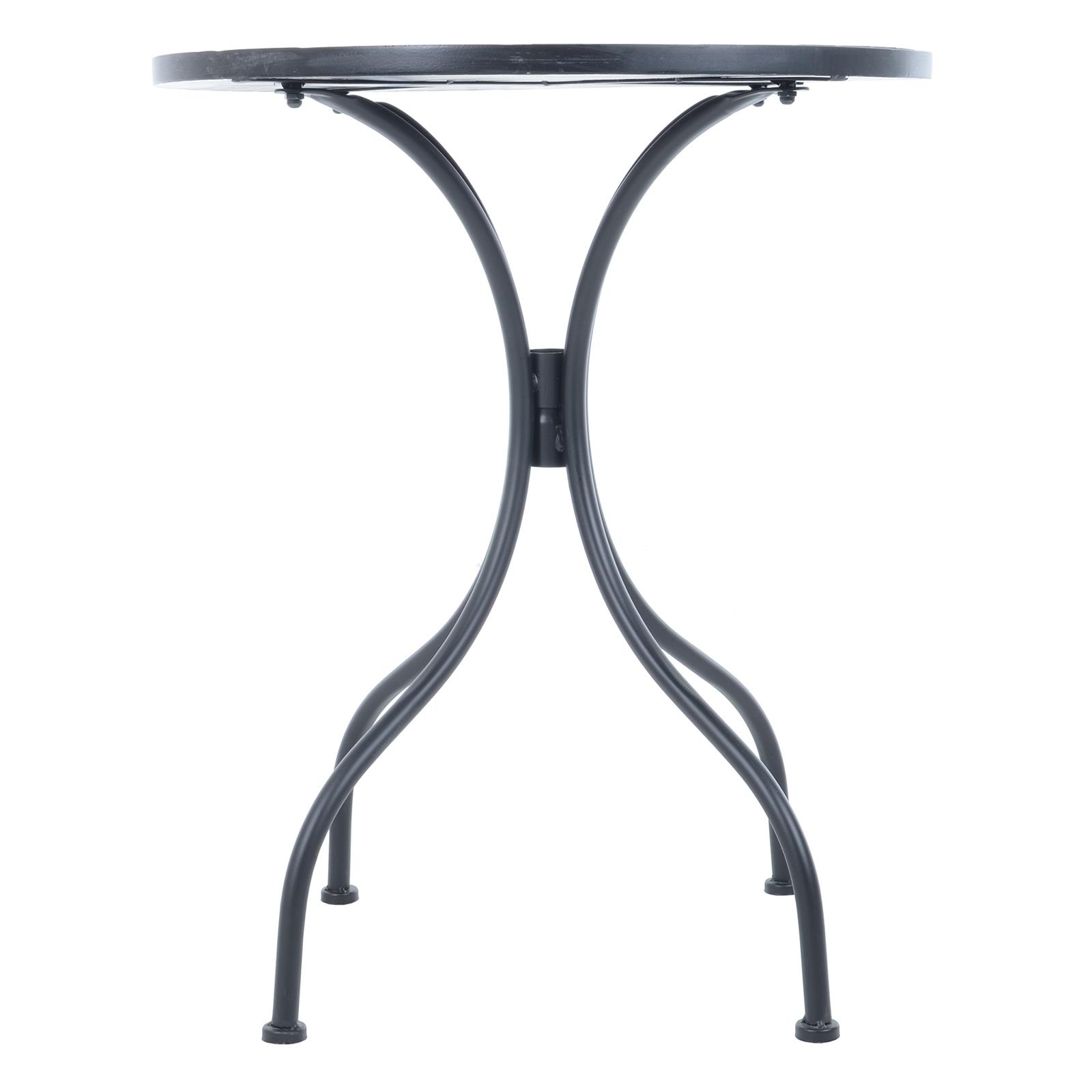 Garden Bistro Set Mosaic Greek Taverna Table 2 Chairs Black Metal Furniture - Picture 9 of 10