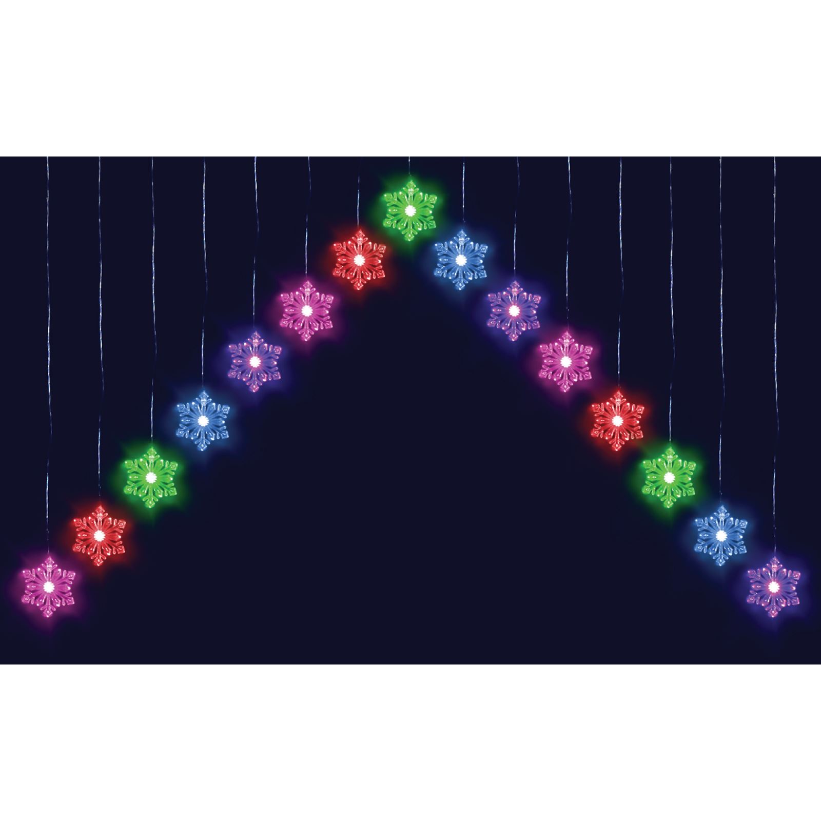 15 Colour Changing Led Snowflake Curtain Light Indoor Outdoor Christmas 15 Colour Changing Led Snowflake Curtain Light Indoor Outdoor Christmas