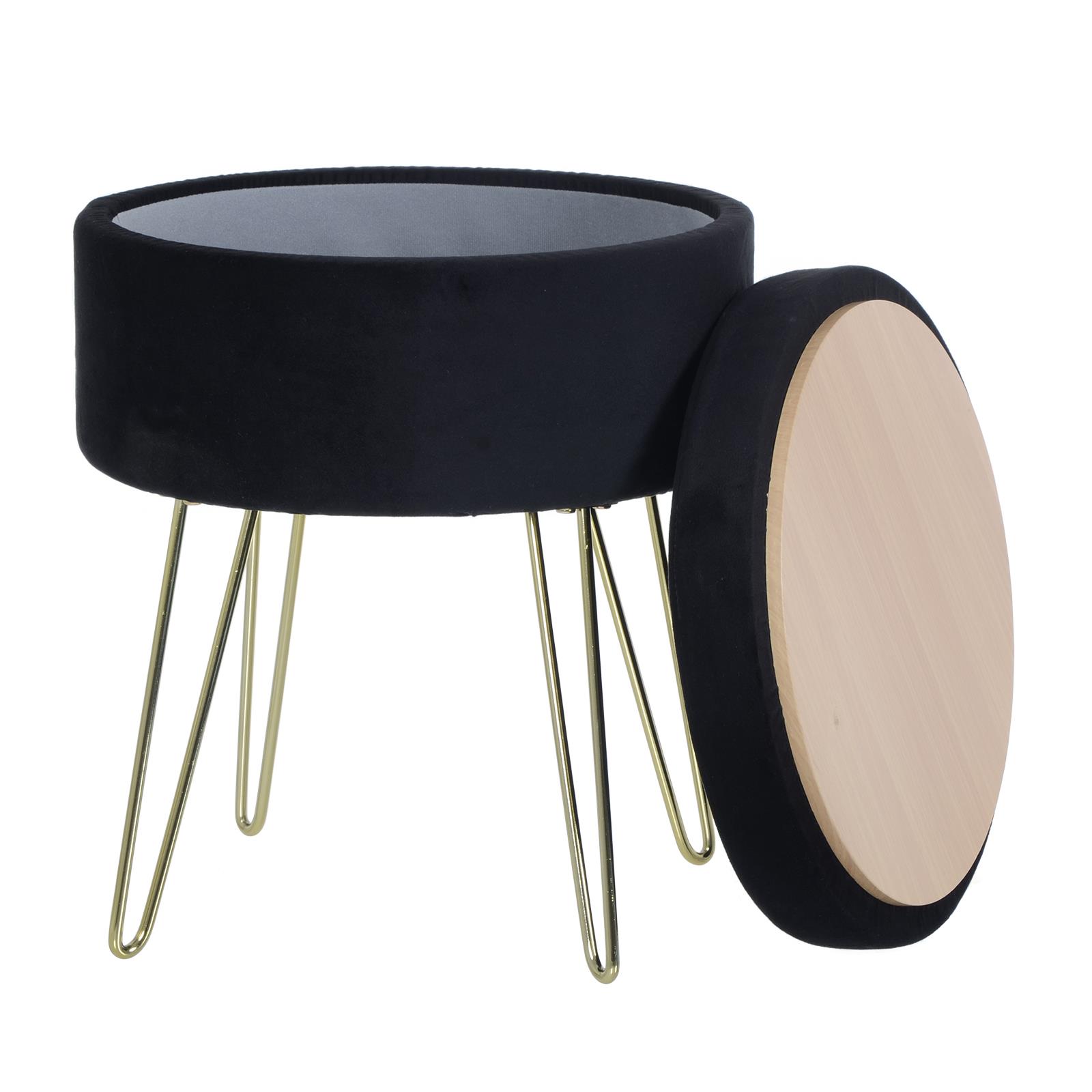 Aria Velvet Storage Footstool Ottoman Footrest Makeup Dressing Table
