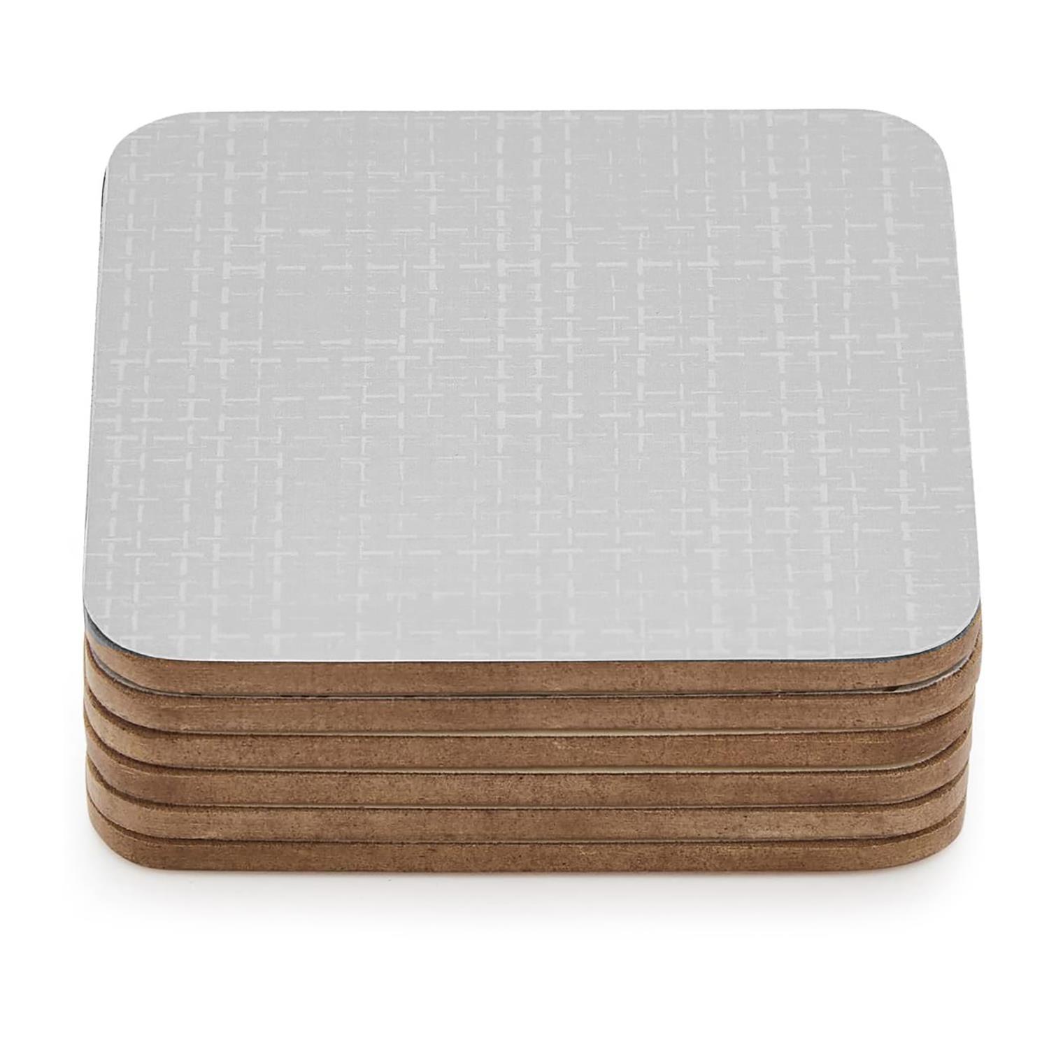 Set of 6 Coasters Cork Back Plain Patterned Square Coffee Mats Heat Resistant 4" - Picture 8 of 11