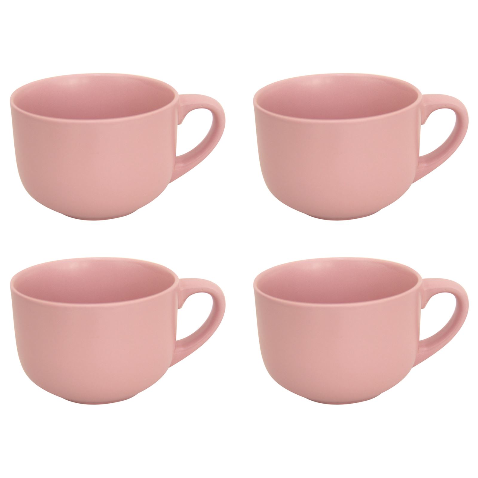 Large 16oz Stoneware Soup Mugs Set Of 4 Cups Matt Colour Pink Blue Grey Black eBay