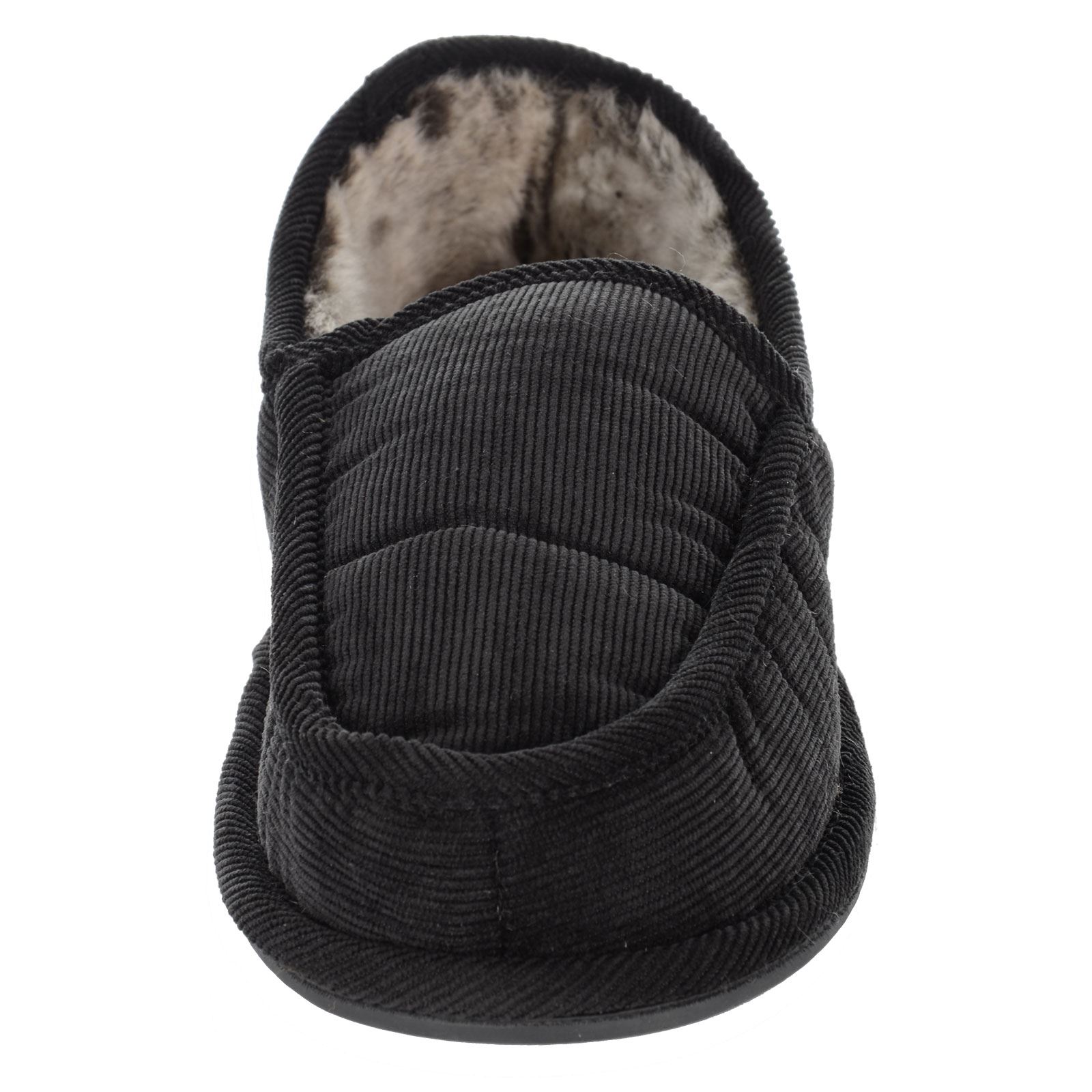 Mens Cord Velvet Full Slippers Super Comfort Soft Lining Grey Navy Black UK 7-11 - Picture 3 of 22