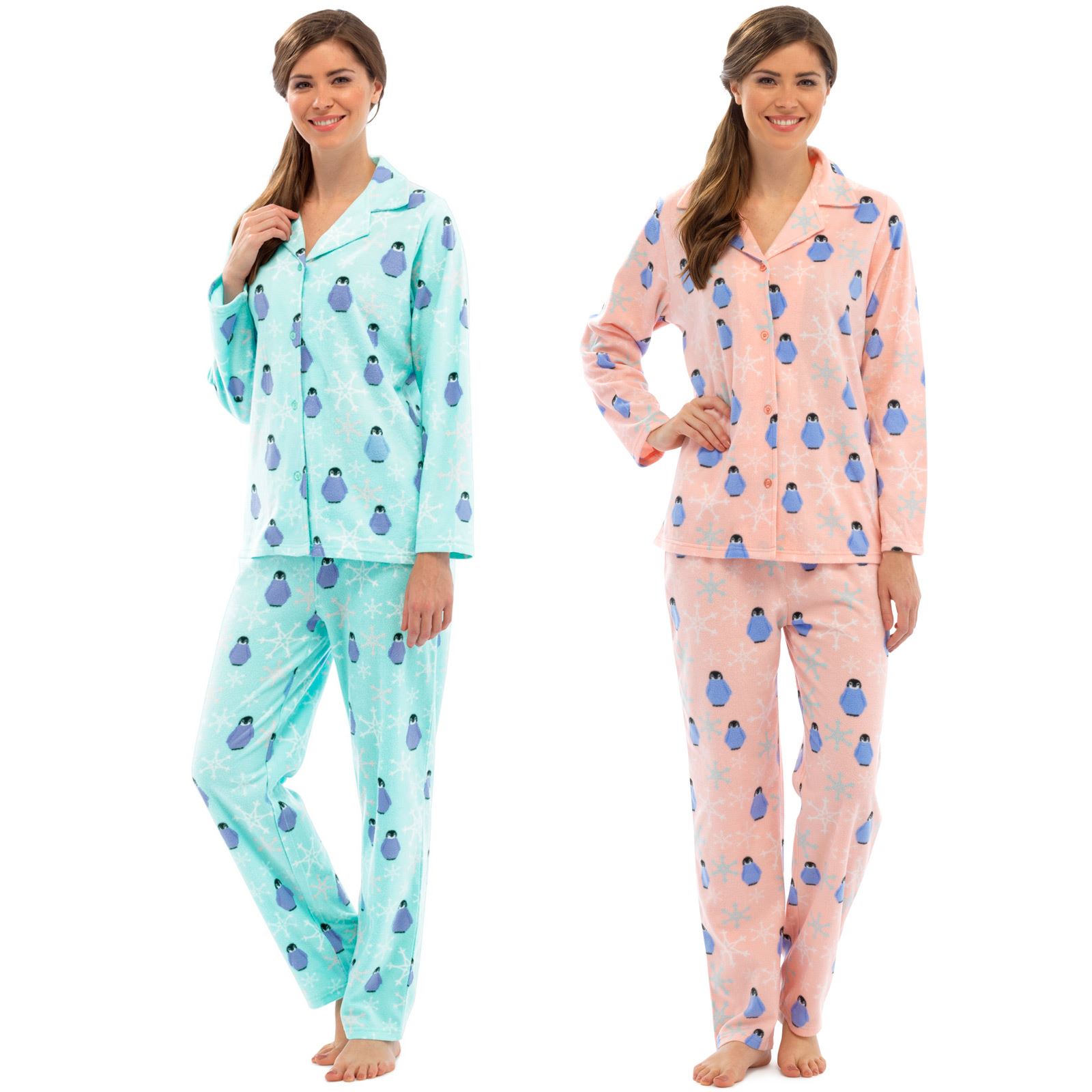 Tom Franks Women/'s Snowflake Print Fleece Winter Pyjamas Perfect Gift