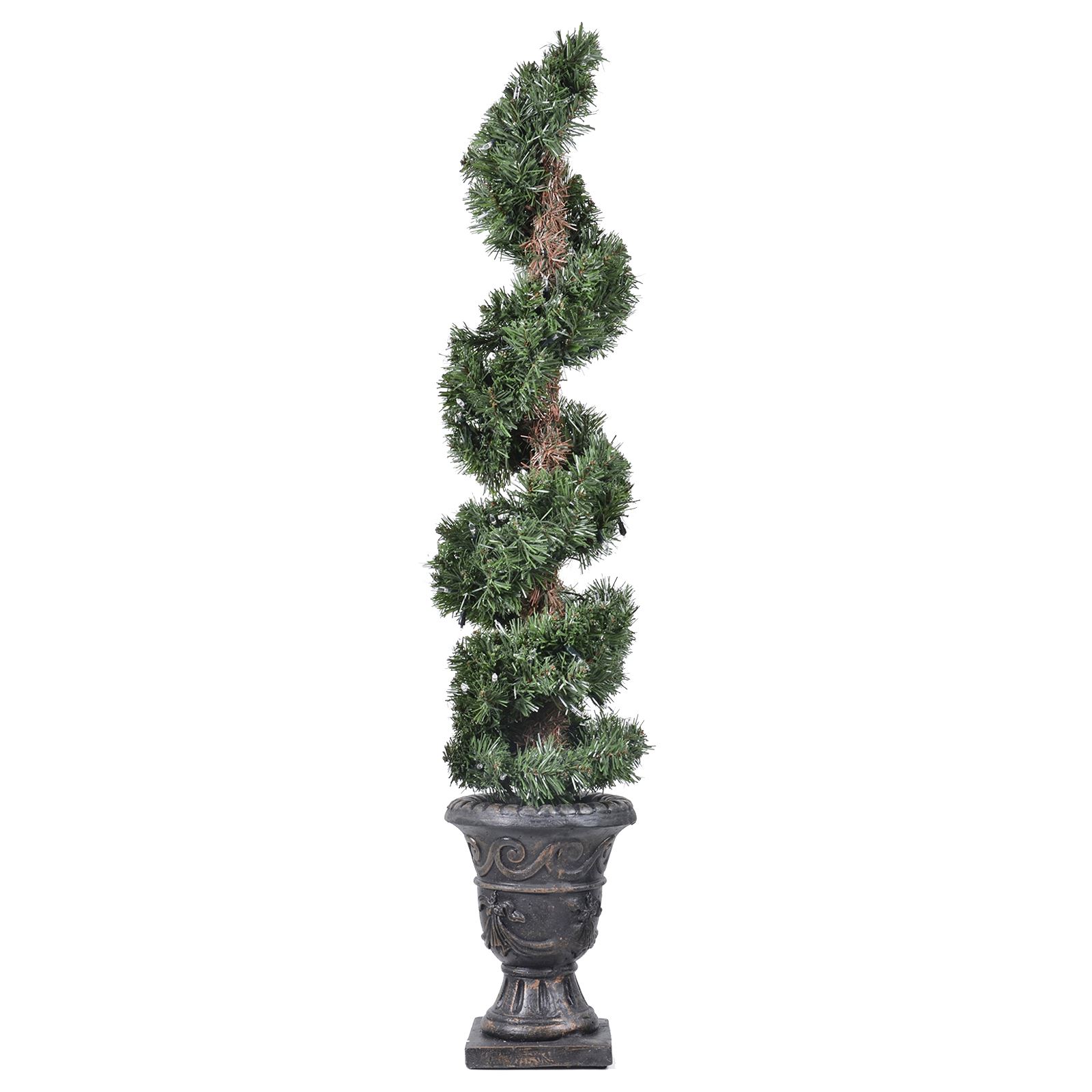 Sterling 5' PreLit Potted Blue Tinsel Triple Ball Topiary Tree Blue