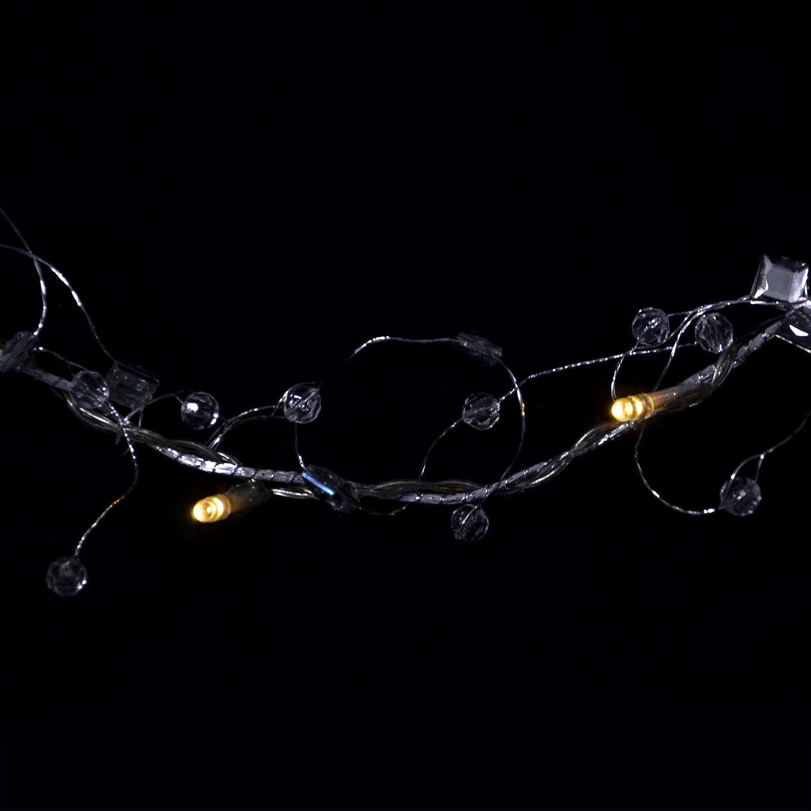 20 LED Garland Xmas String Lights / Crystal Beads Flower Leaf Battery Operated - Picture 9 of 19
