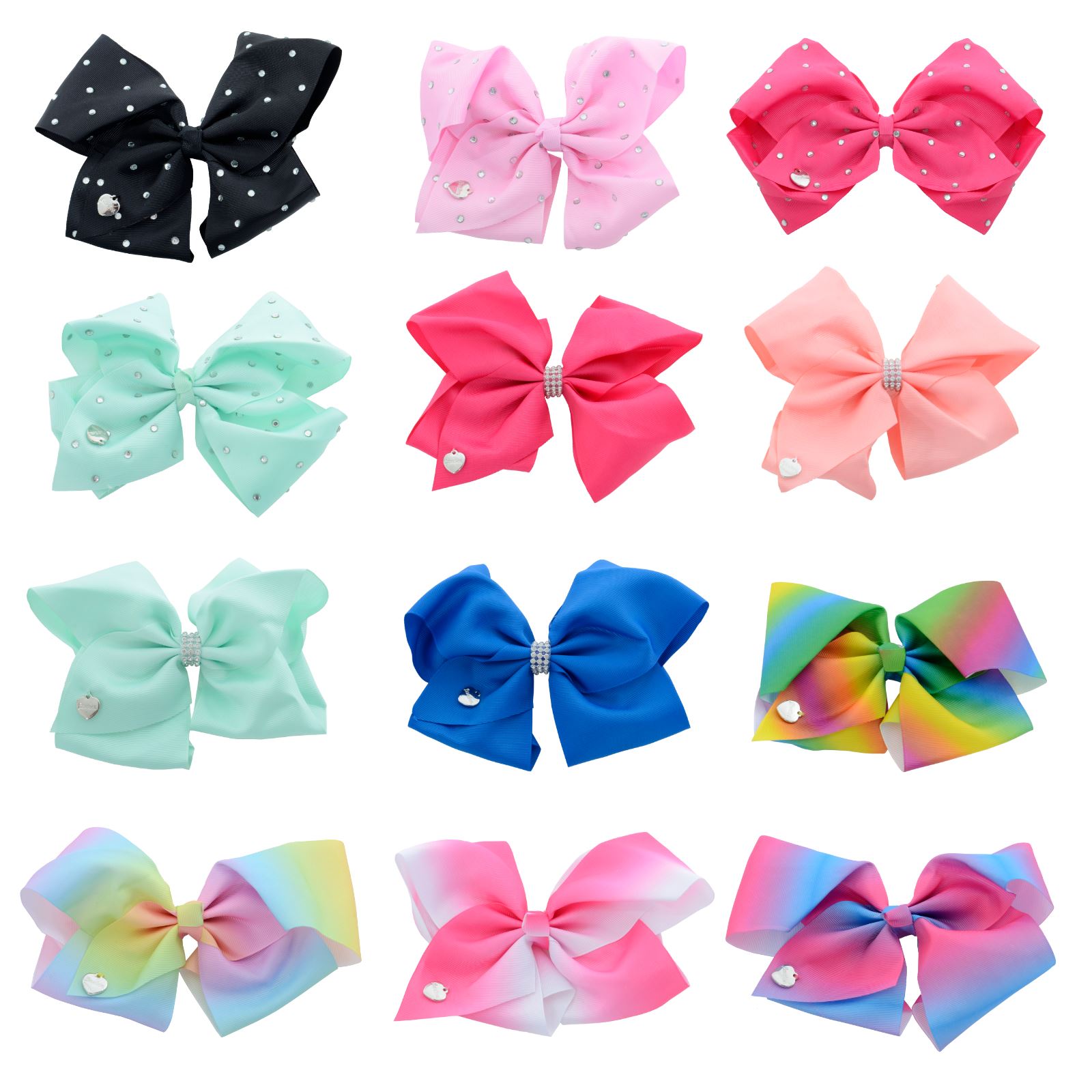 4/" White /& Black 3 Pack Bow Hair Alligator Clip Girls Ribbon Bows Kids Accessory