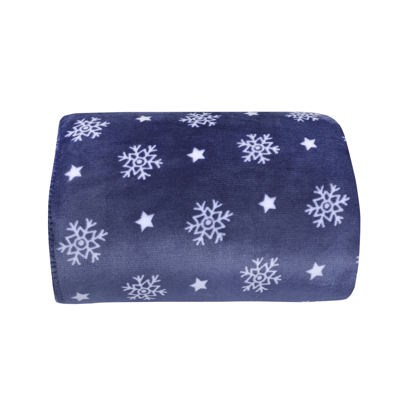 Micro-Pro Navy Snowflake Sherpa Lined Fleece Blanket Throw Cosy Soft 130 X 160cm Sofa Home By Amazon - View #7