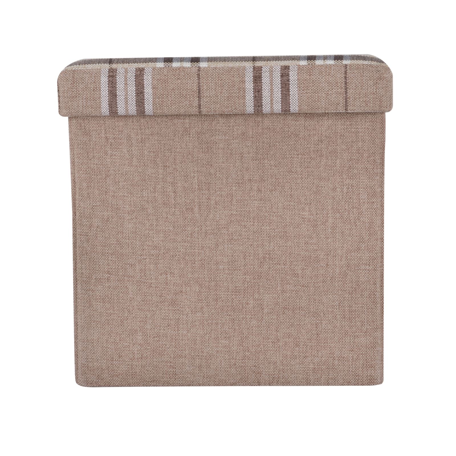 Folding Storage Ottoman Linen Look Plaid Check Fabric Stool Footstool Toy Box - Picture 13 of 18