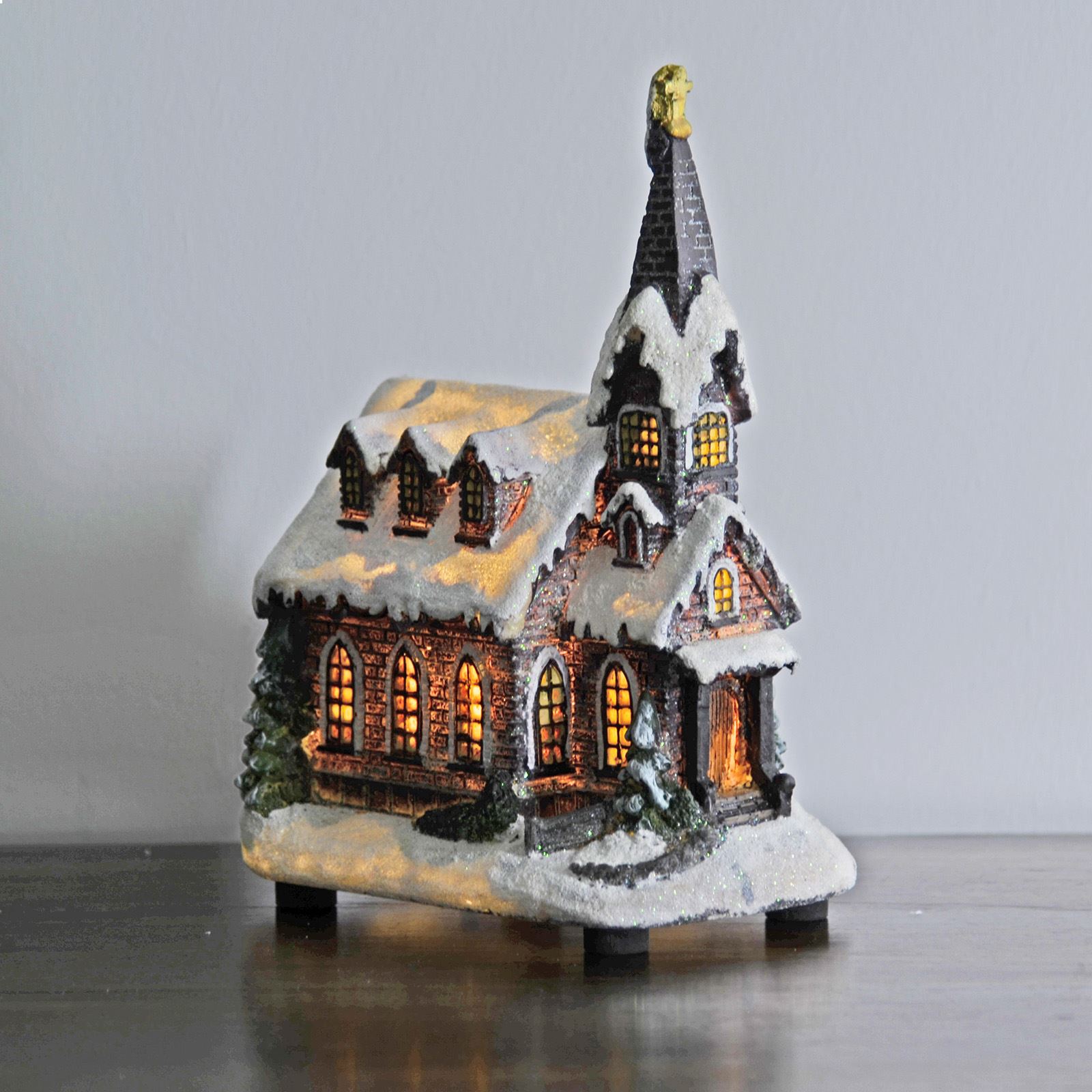 Christmas Church Light Up Room Decoration Snow Religious