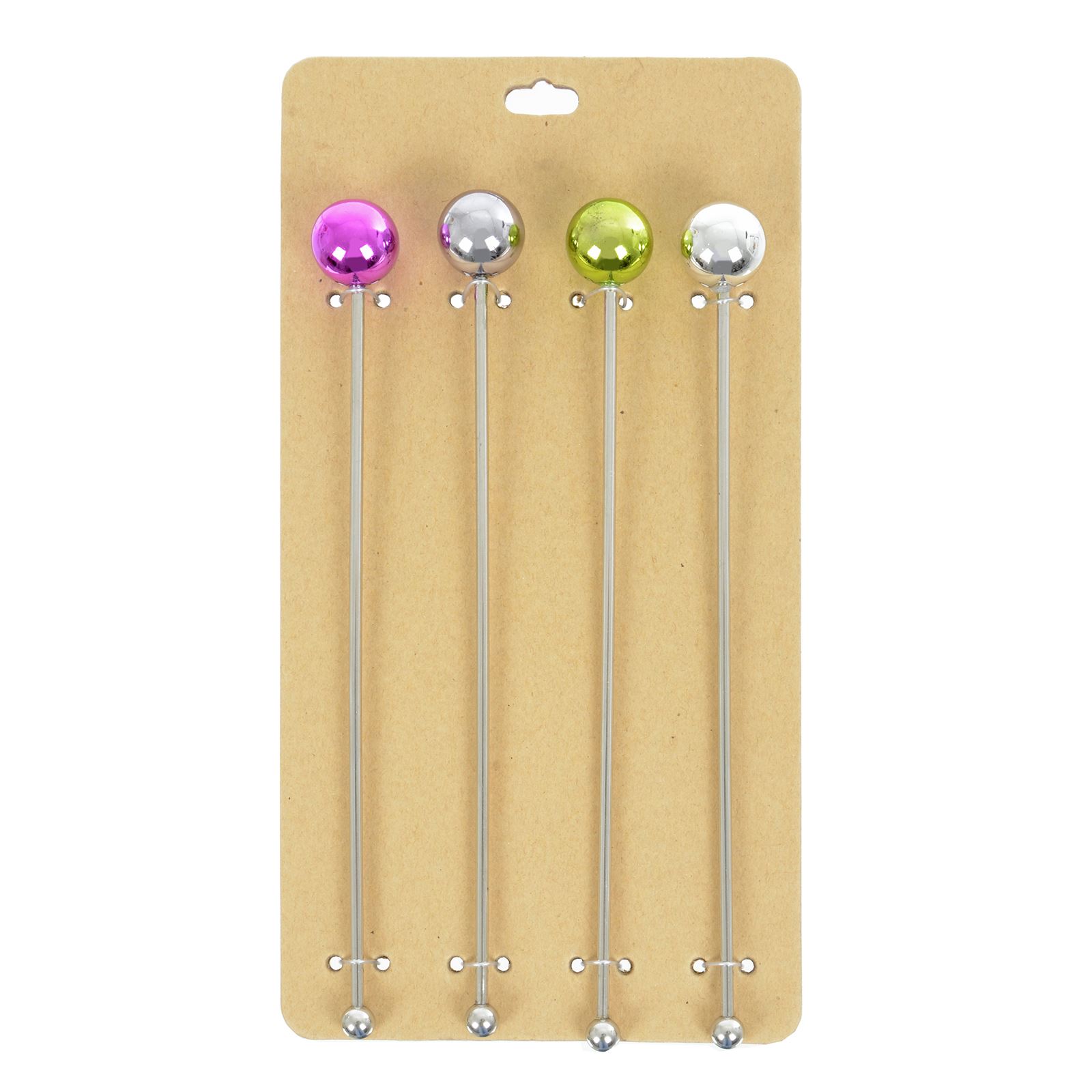 Pack Of 4 Cocktail Swizzle Sticks Party Drink Stirrers Stainless Steel