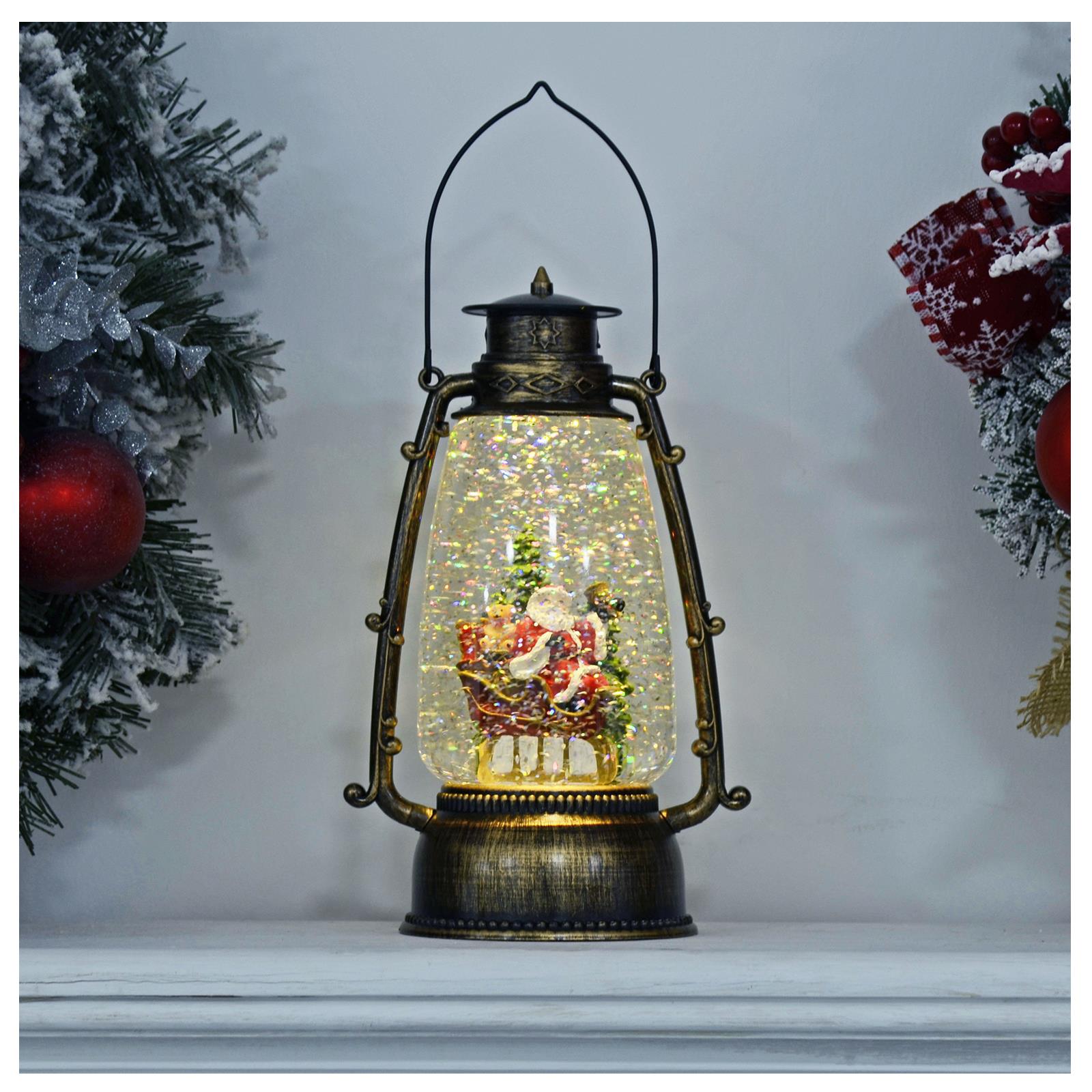 LED Water Spinner Christmas Decoration Glitter Light Up Snow Globe