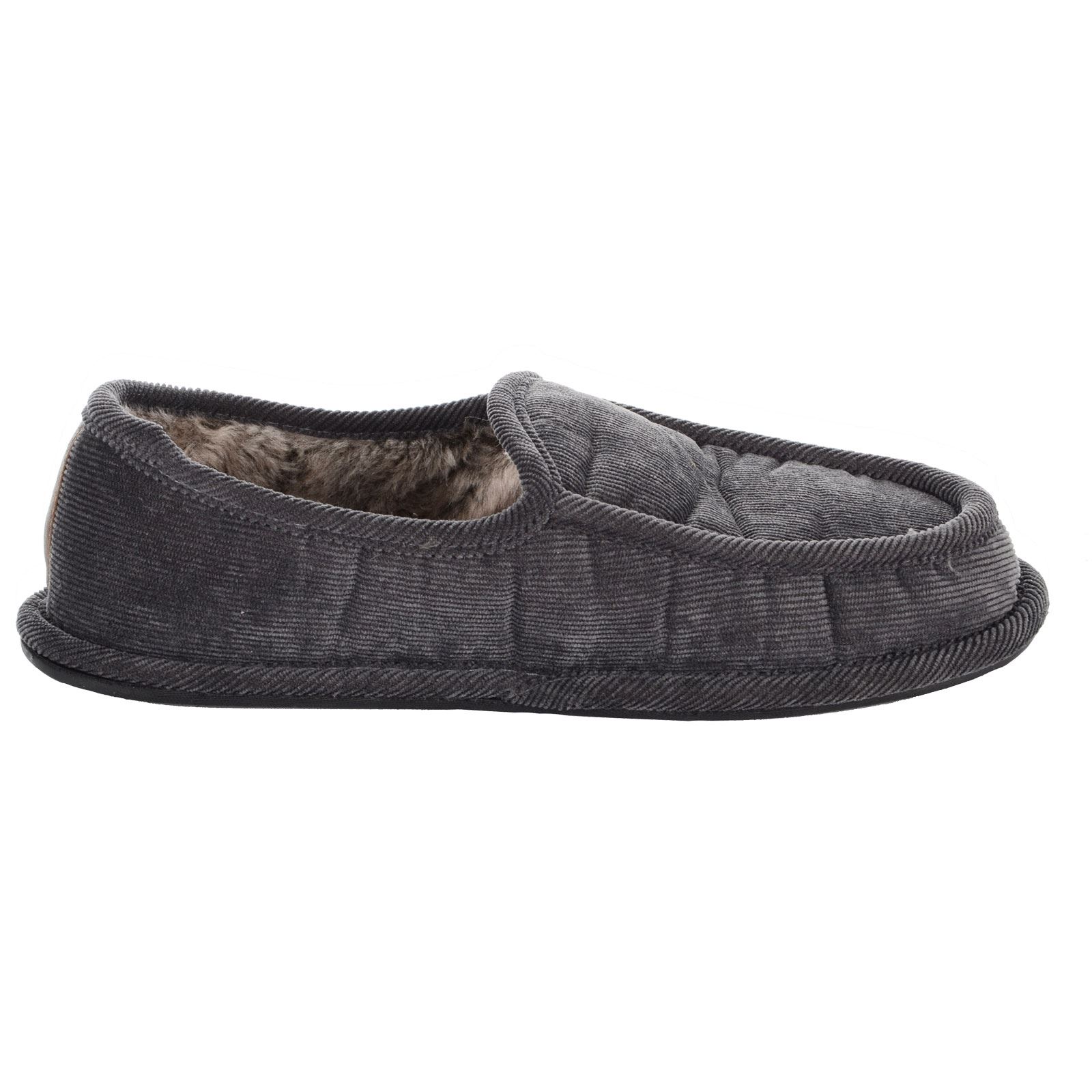 Mens Cord Velvet Full Slippers Super Comfort Soft Lining Grey Navy Black UK 7-11 - Picture 13 of 22