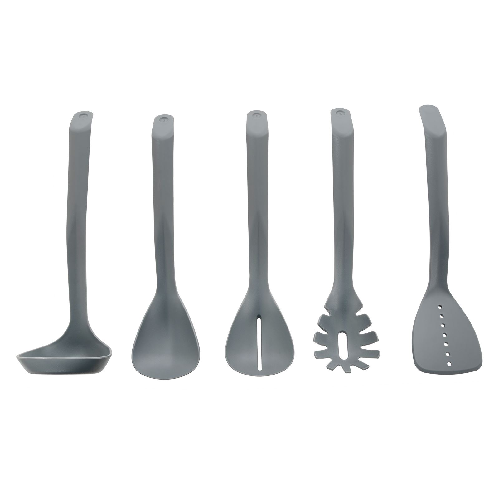 5 Piece Grey Nested Kitchen Utensils Cooking Food Serving Tools Spoon