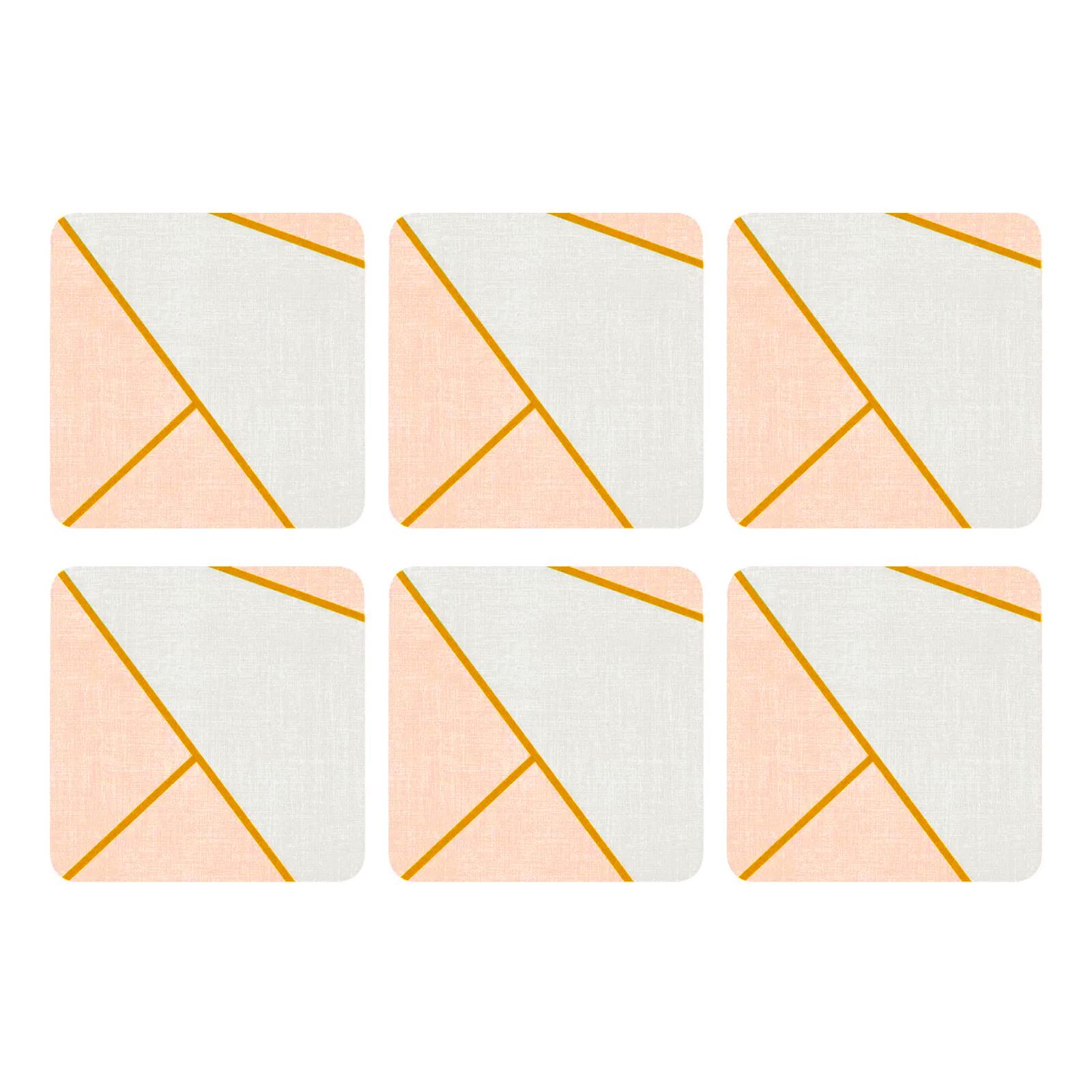 Set of 6 Coasters Cork Back Plain Patterned Square Coffee Mats Heat Resistant 4" - Picture 11 of 11