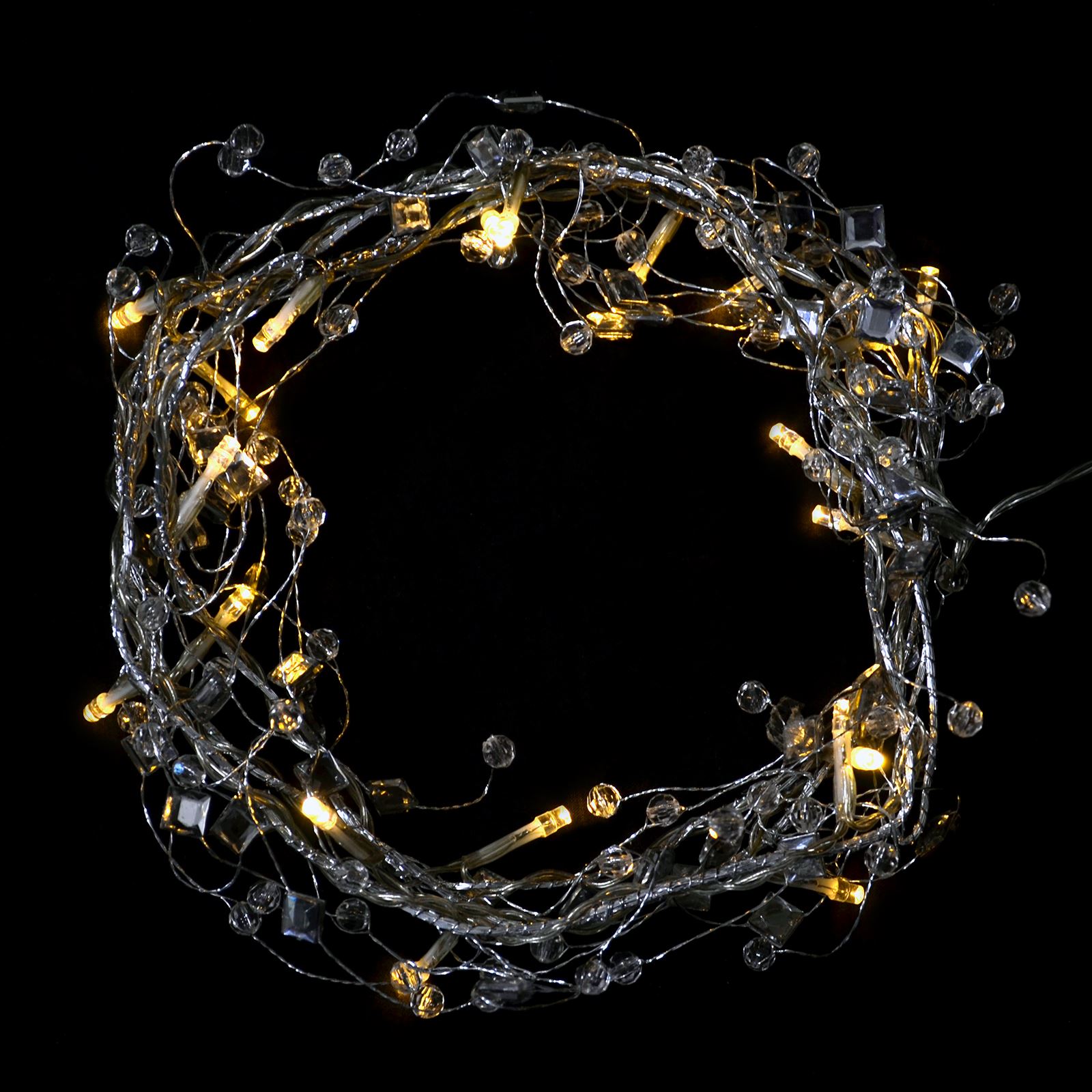 20 LED Garland Xmas String Lights / Crystal Beads Flower Leaf Battery Operated - Picture 8 of 19
