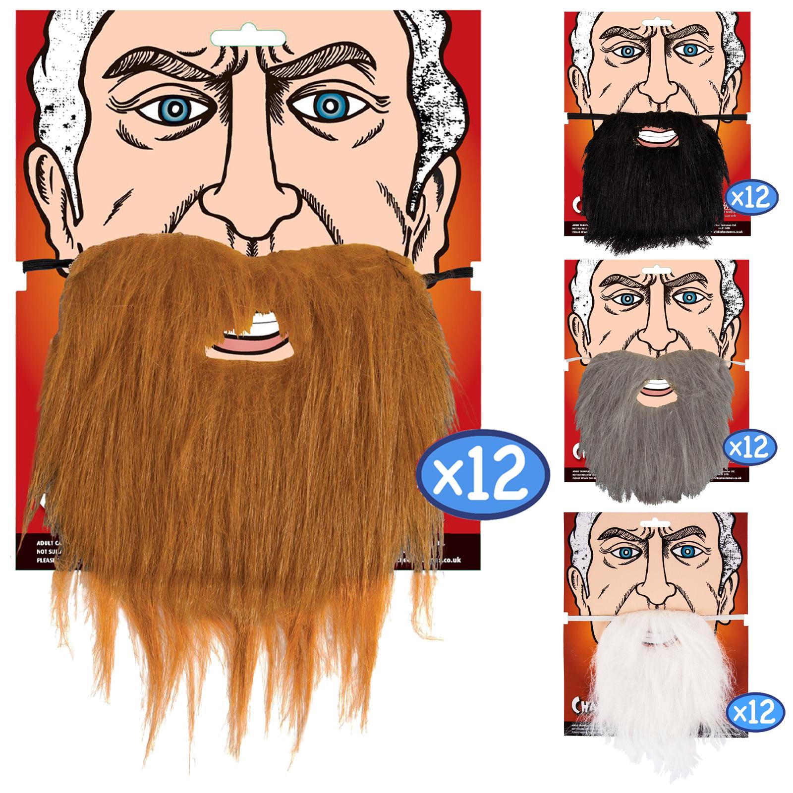FANCY DRESS ELASTICATED BEARDS BLACK BROWN GREY NATIVITY FACIAL HAIR FAKE ADULT