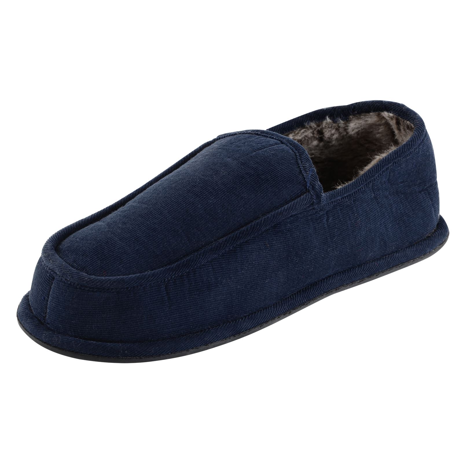 Mens Cord Velvet Full Slippers Super Comfort Soft Lining Grey Navy Black UK 7-11 - Picture 16 of 22