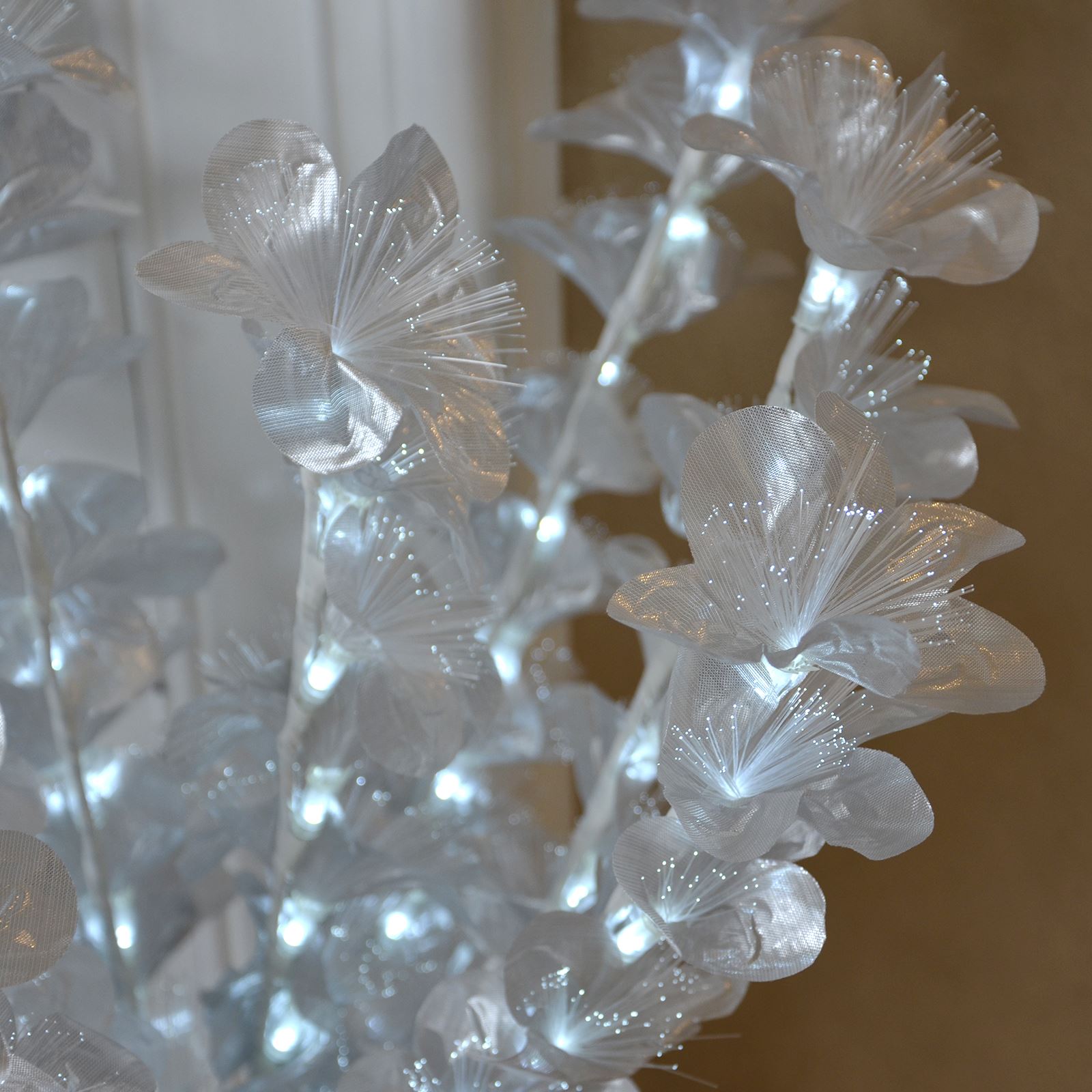 Fibre Optic Rattan Lamp Floor Standing Flower Light Wicker Style