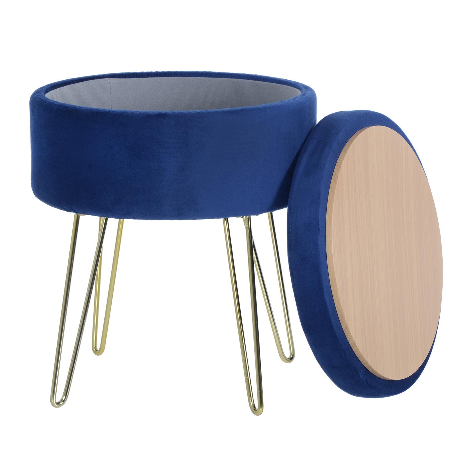 Aria Velvet Storage Footstool Ottoman Footrest Makeup Dressing Table