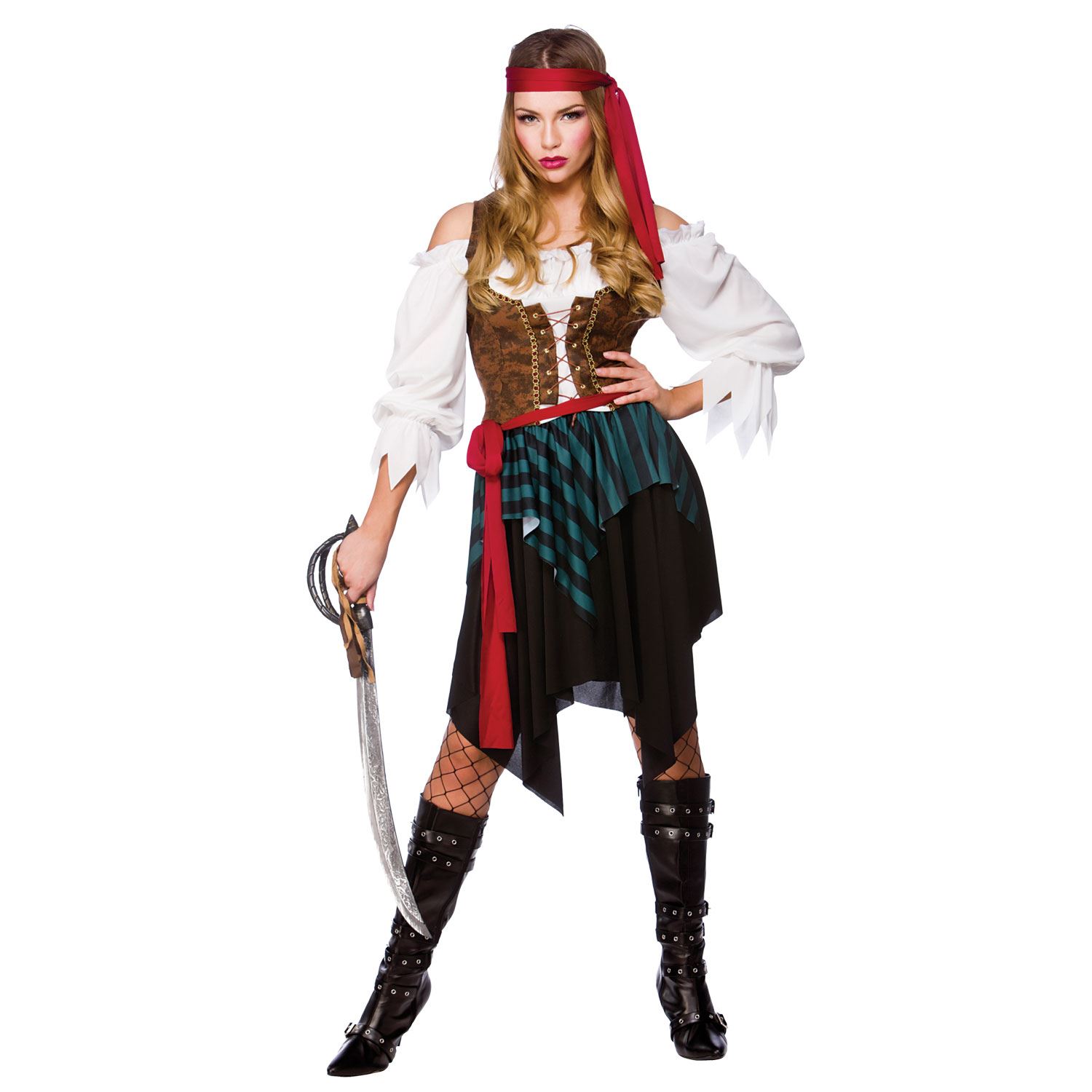Ladies Caribbean Pirate Pirate Ship Seas Halloween Fancy Dress Costume Outfit - Picture 2 of 7