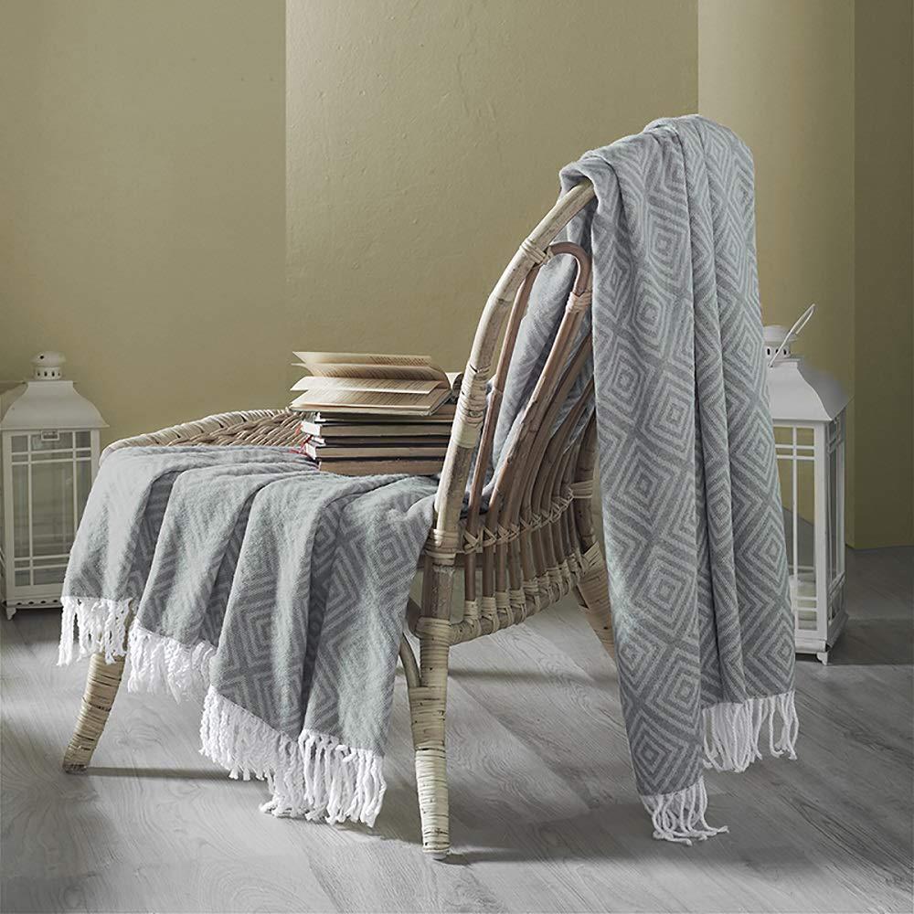 Country Club Throw Soft Fabric Twist Fringe Stylish Grey Designs 130x170cm