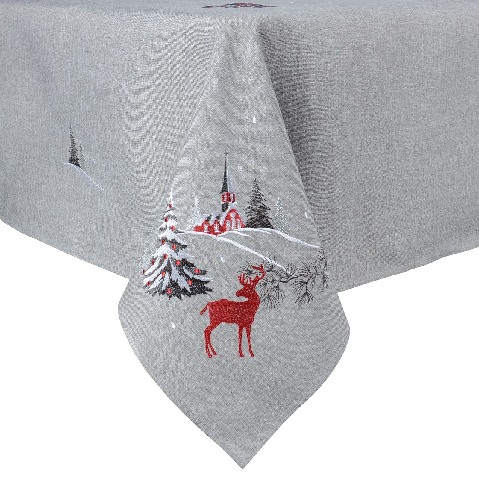 Christmas Tablecloth Festive Pattern Rectangle Round Fabric Xmas Room