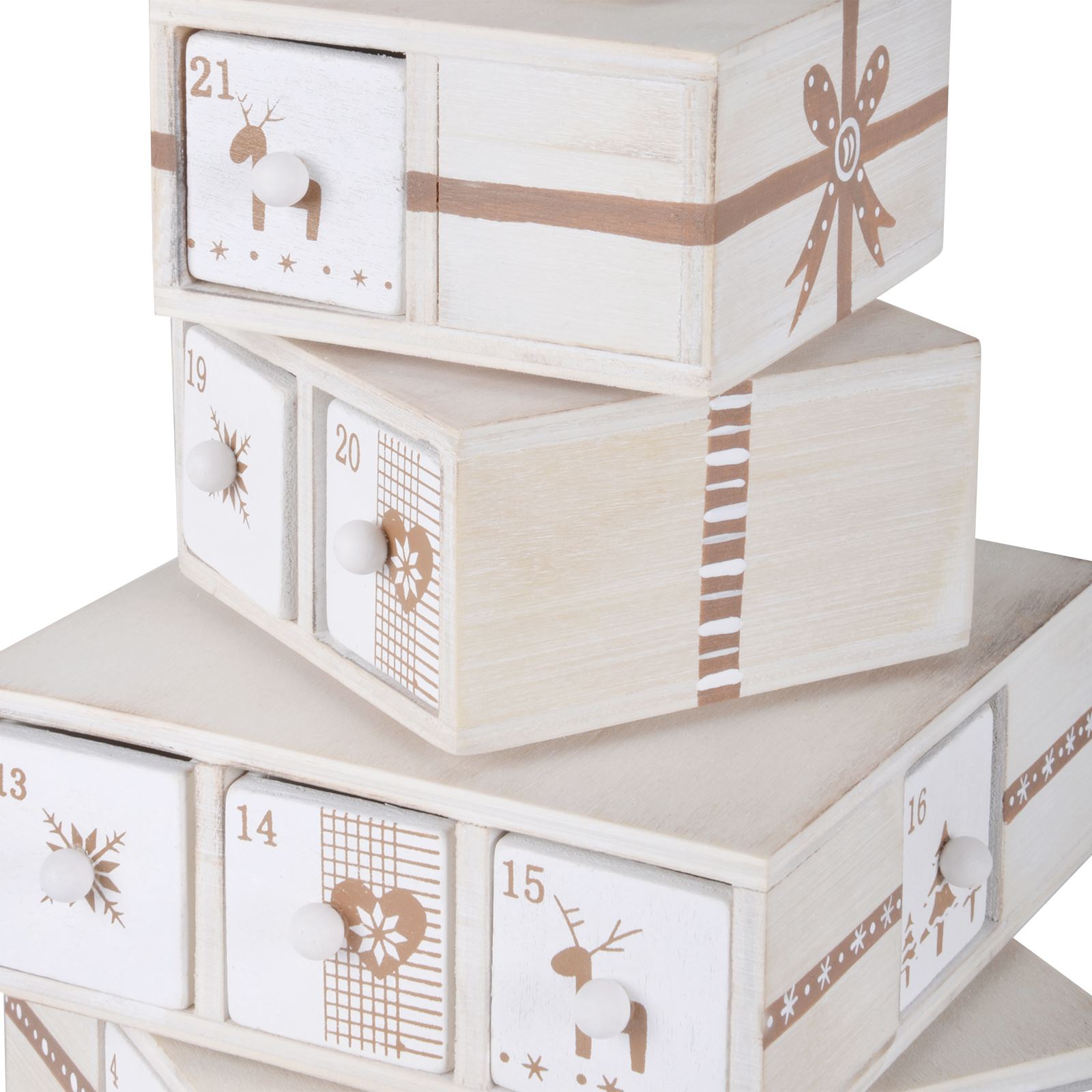 Wooden Christmas Advent Calendar 24 Drawers Home Xmas Festive 