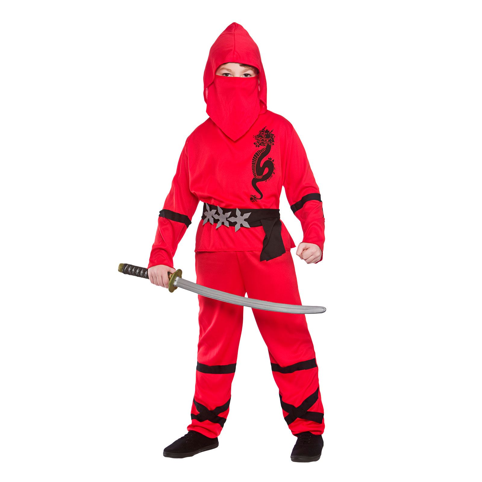 Boys Power Ninja Costume Fancy Dress Halloween Party Kids Samurai Outfit - Picture 15 of 15