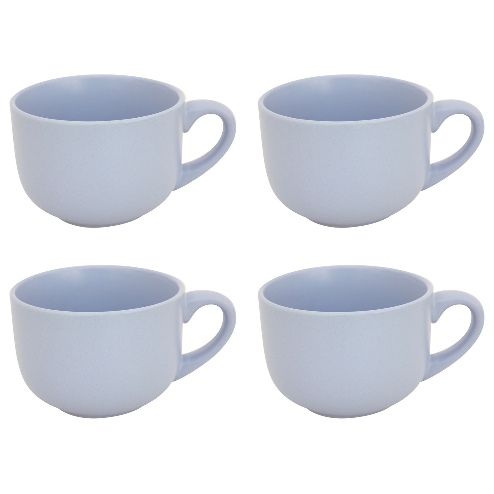 Large 16oz Stoneware Soup Mugs Set Of 4 Cups Matt Colour Pink Blue Grey Black eBay