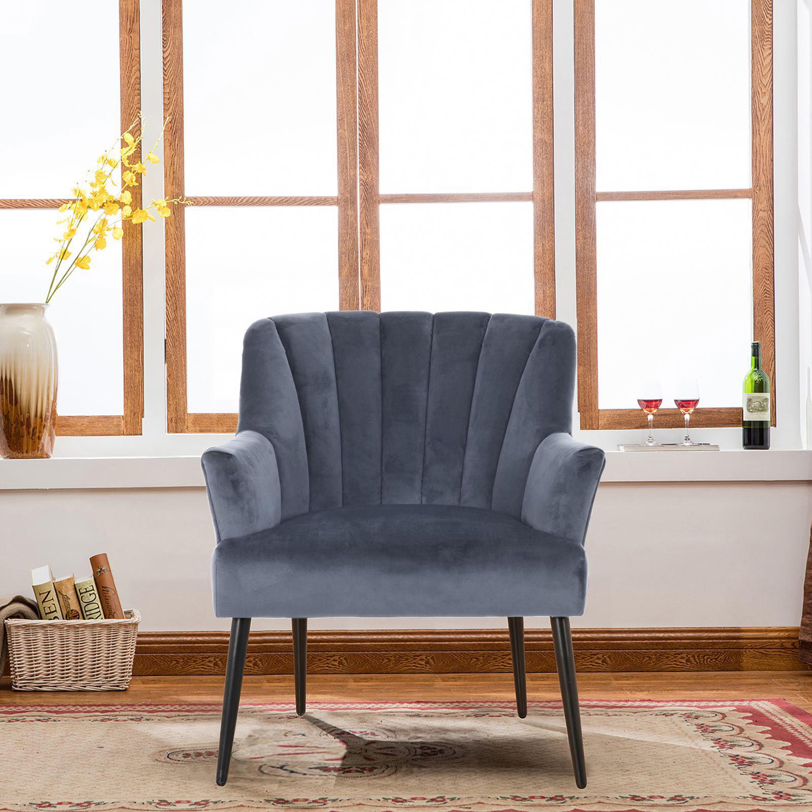 Velvet Oyster Armchair Chair Seat Home Living Room Bedroom Lounge