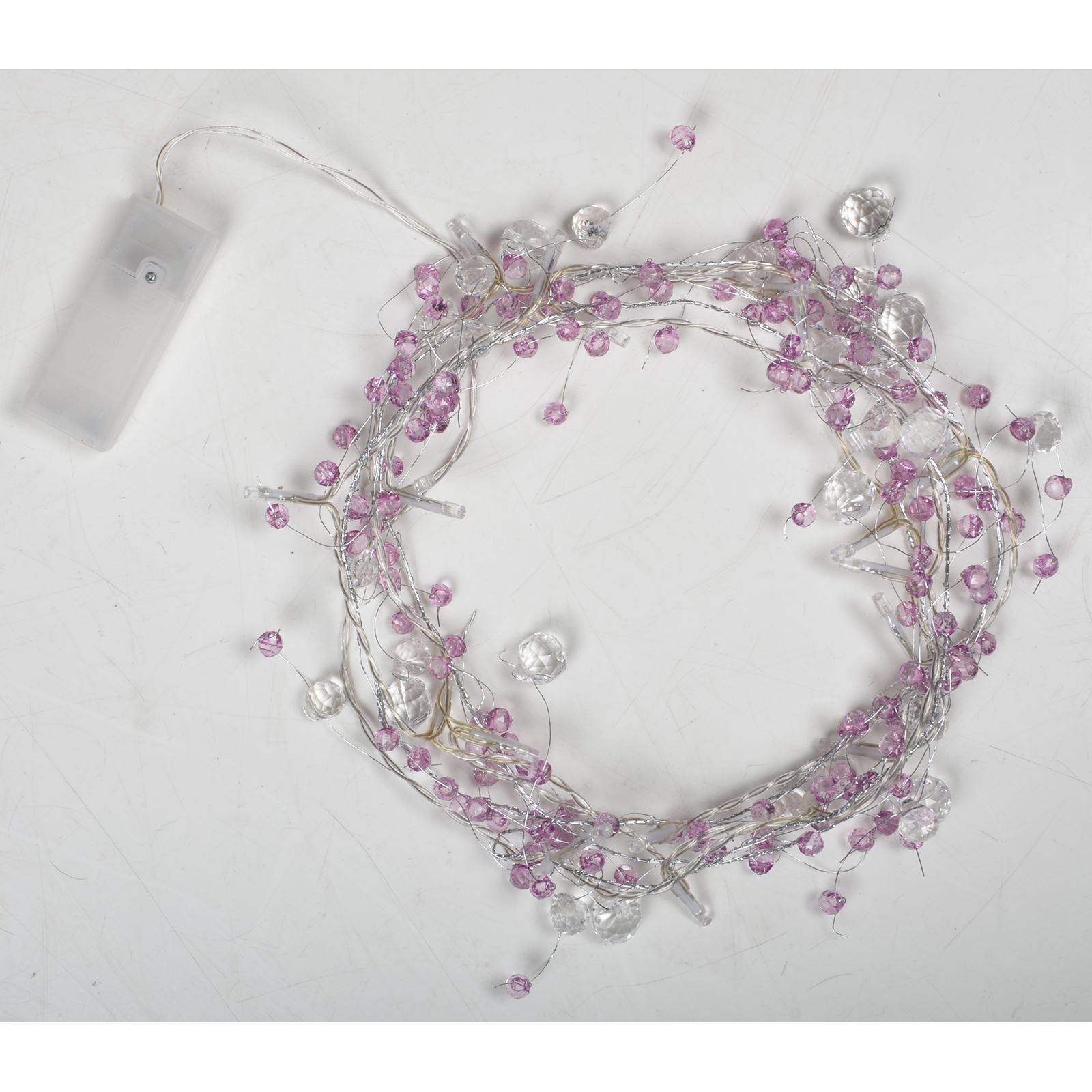 20 LED Garland Xmas String Lights / Crystal Beads Flower Leaf Battery Operated - Picture 16 of 19