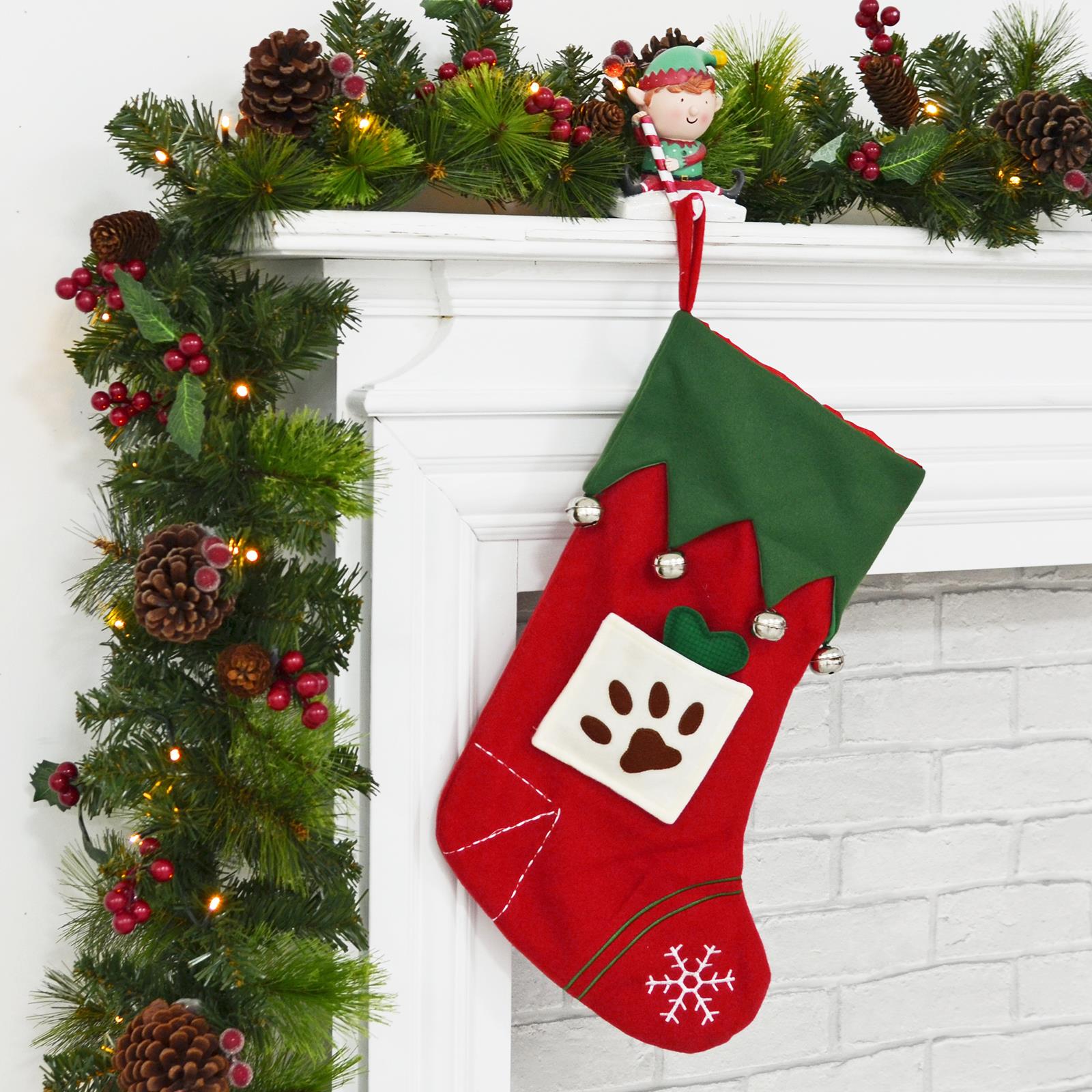 2 x FELT Christmas STOCKING 30 CM RED STOCKINGS GIFTS SANTA PETS