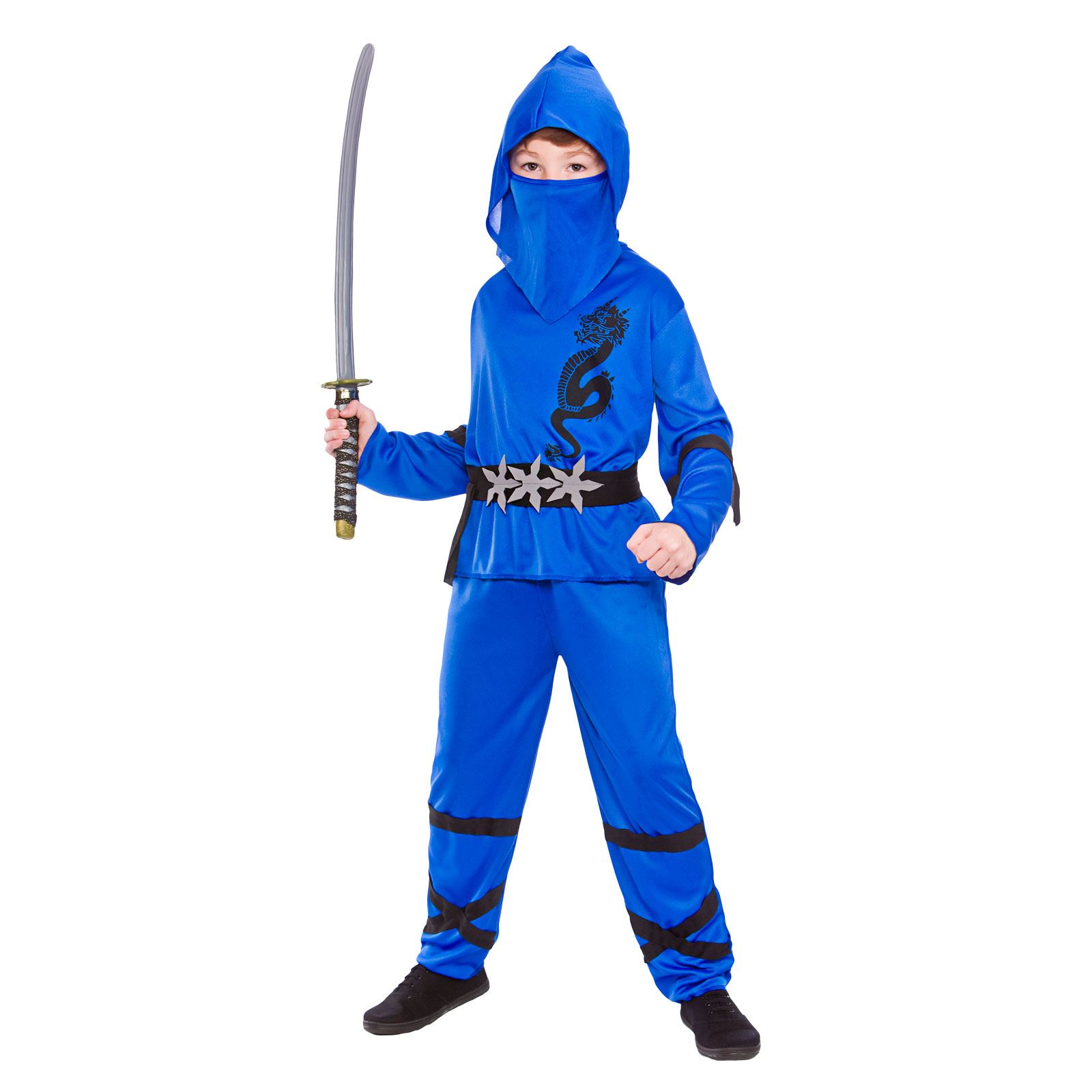 Boys Power Ninja Costume Fancy Dress Halloween Party Kids Samurai Outfit - Picture 4 of 15