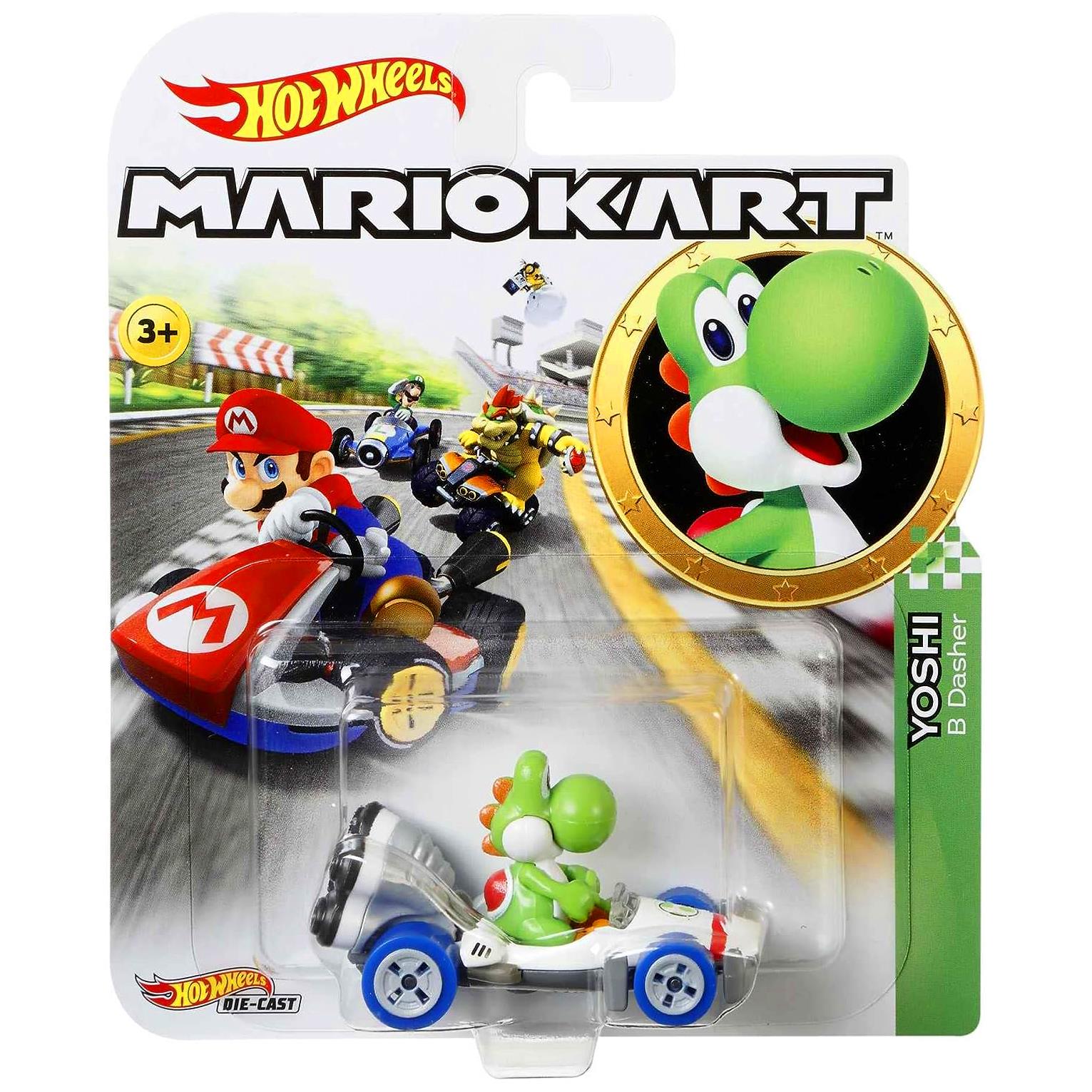 Hot Wheels Mario Kart Die-Cast Racing Car Vehicle Luigi Yoshi 1:64