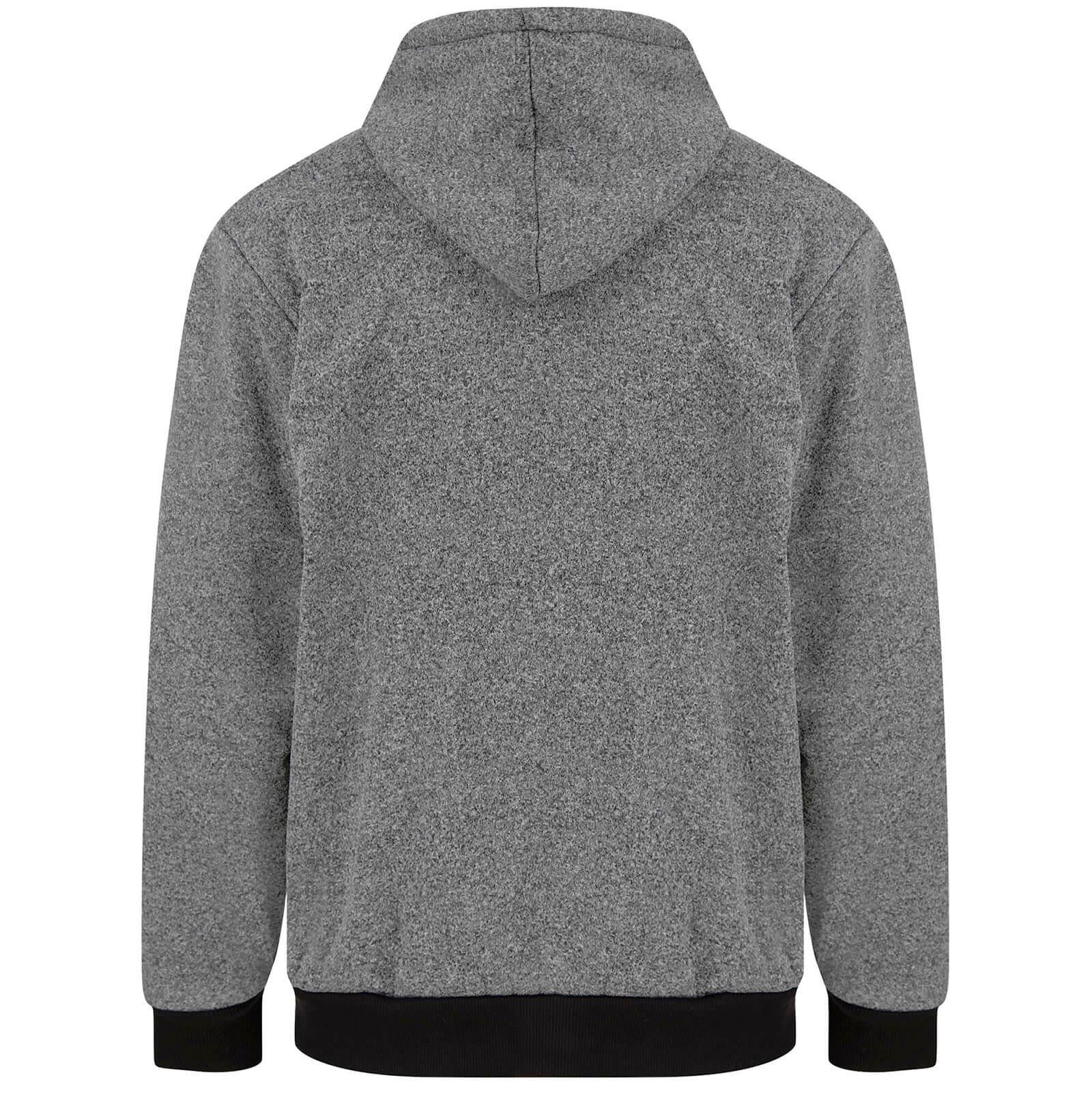 Mens Fleece Lined Hoodie Jacket Lounge Top Full Zip Sports Black Grey Marl