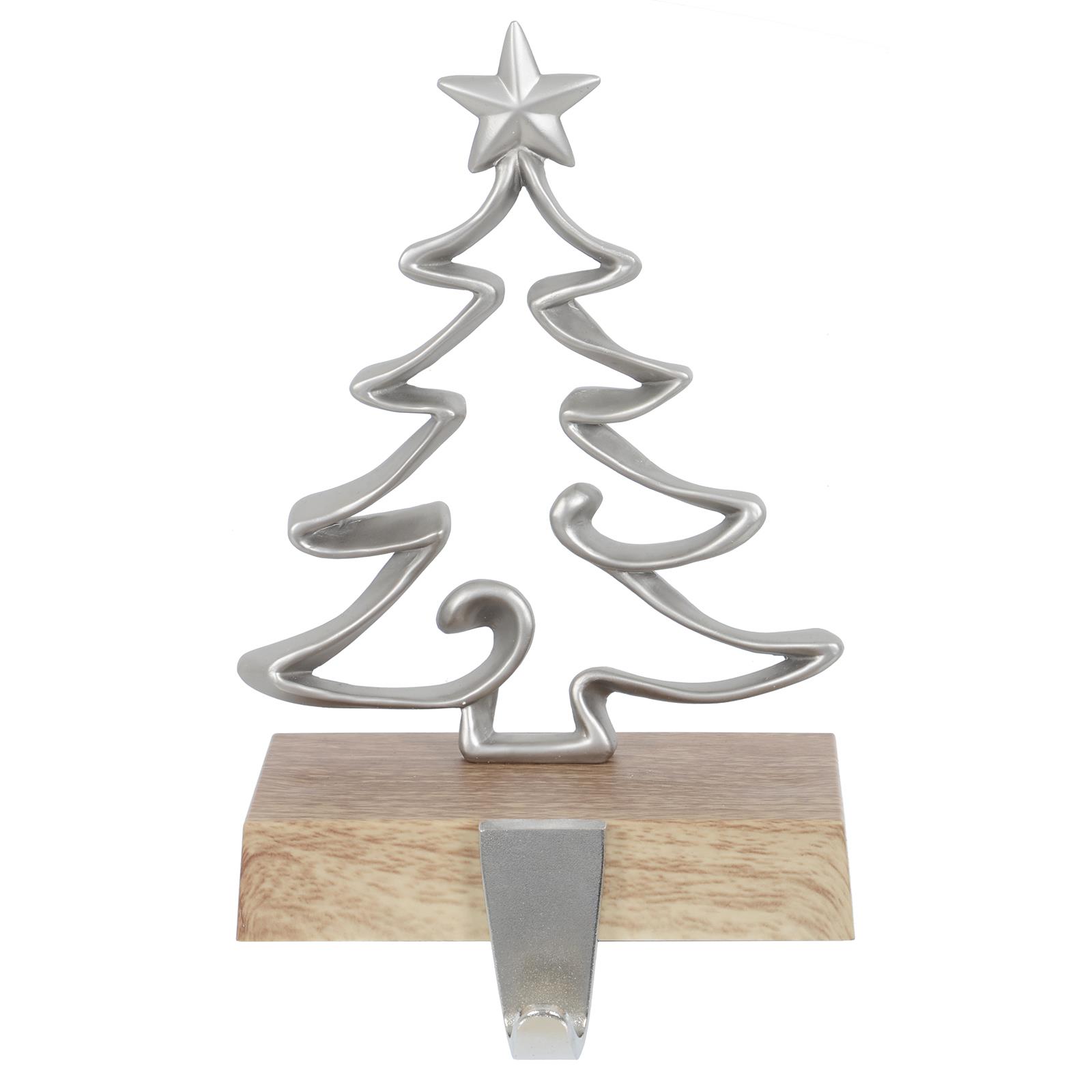 Christmas Stocking Hanger Wooden Base Holder Hook Mantelpiece Tree Snowman - Picture 4 of 5