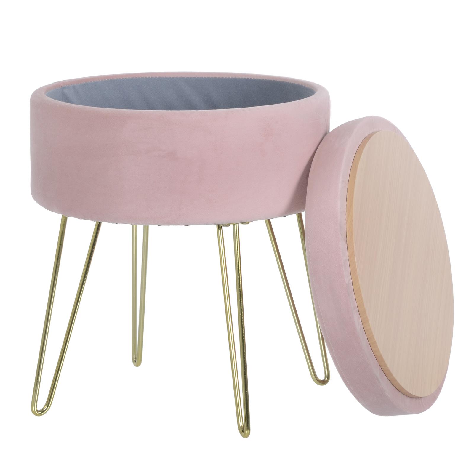 Aria Velvet Storage Footstool Ottoman Footrest Makeup Dressing Table