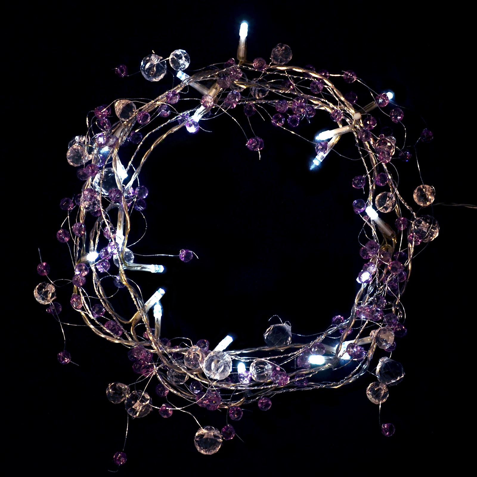 20 LED Garland Xmas String Lights / Crystal Beads Flower Leaf Battery Operated - Picture 14 of 19