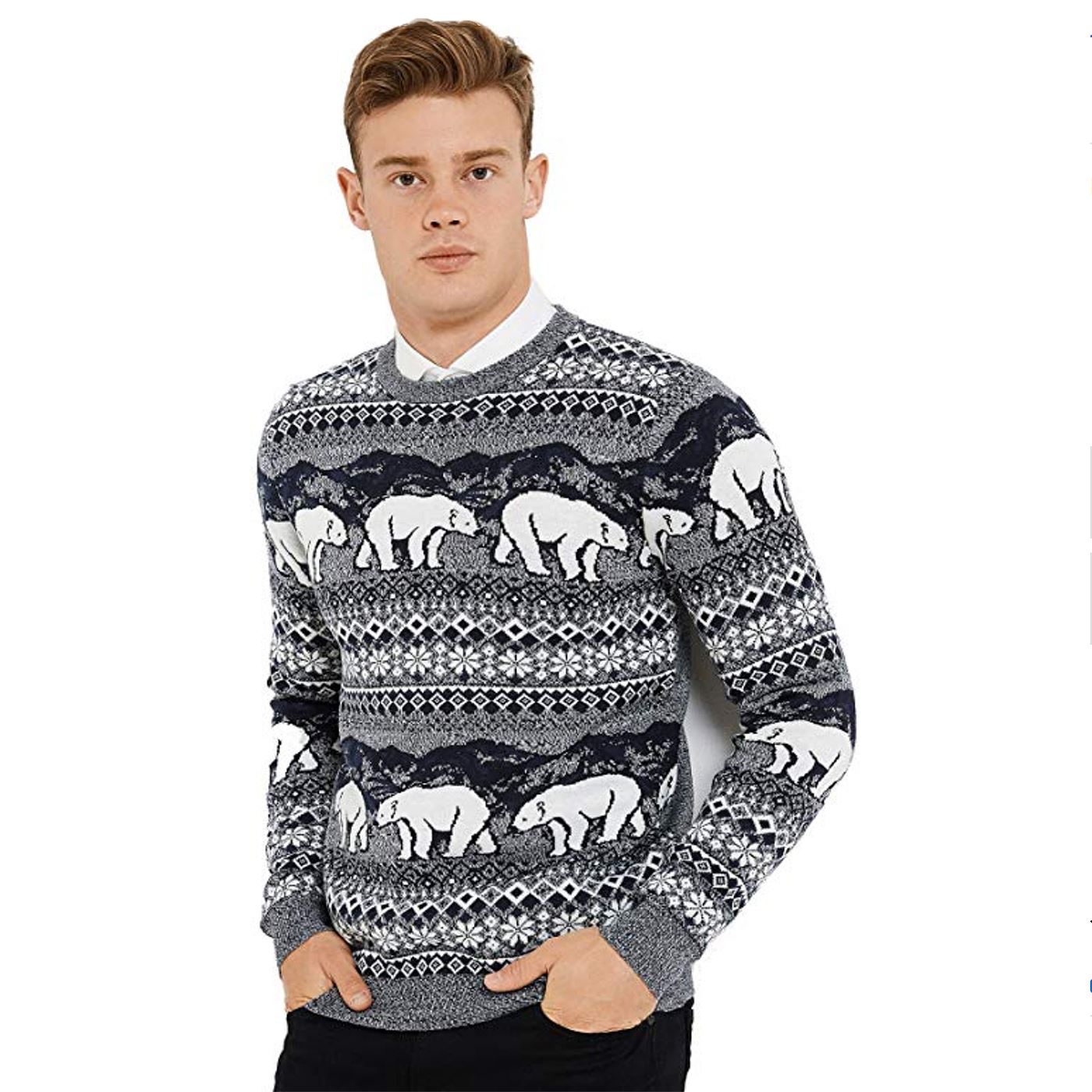 Threadbare Mens Christmas Jumper Festive Sweater Fun Novelty Polar Bear Reindeer | eBay