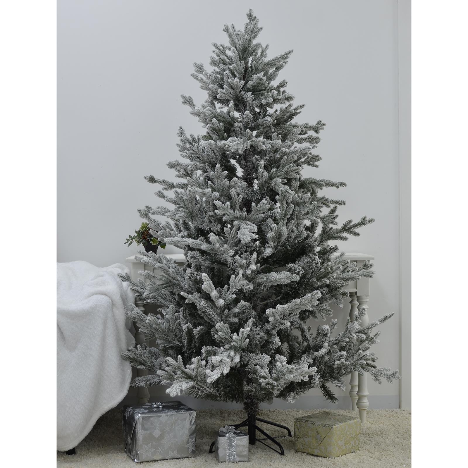 6ft Flocked Christmas Tree Green Artificial Mixed Pine Snow Branches