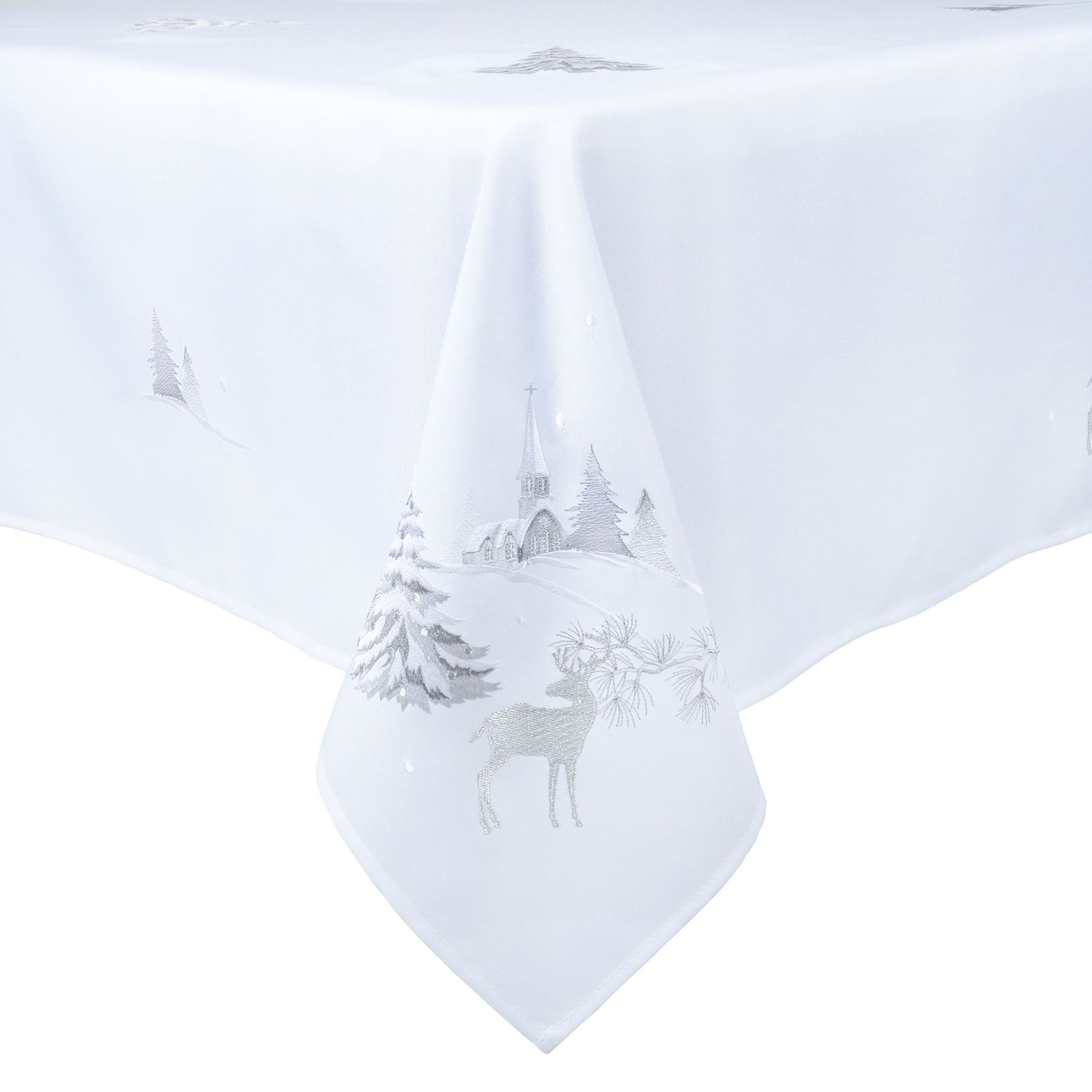 Christmas Tablecloth Festive Pattern Rectangle Round Fabric Xmas Room