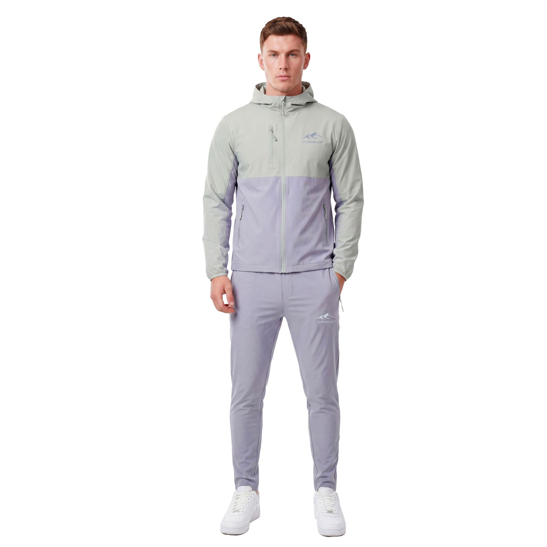 Men 2 Pack Closure Tracksuit Premium Performance Hooded Jacket Joggers Gym Set - Produktbild 1
