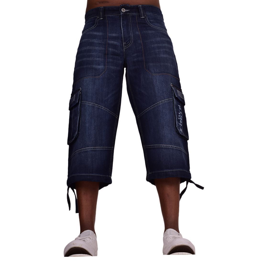 Firetrap Mens 3/4 Length Cargo Pants Cotton Denim Jean Cargo Bermuda - Picture 3 of 11