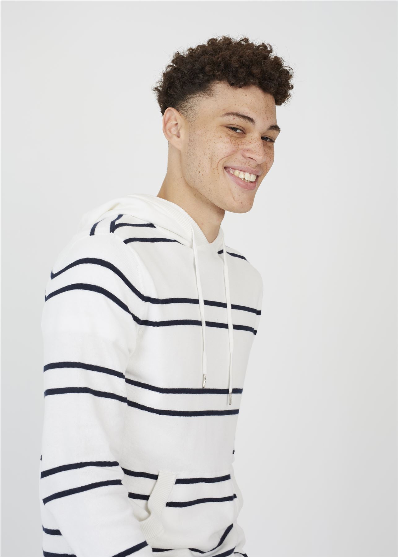 Brave Soul Mens Knitted Cotton Pullover Narrow Stripe Jumper Hoodie Casual Top - Picture 7 of 12