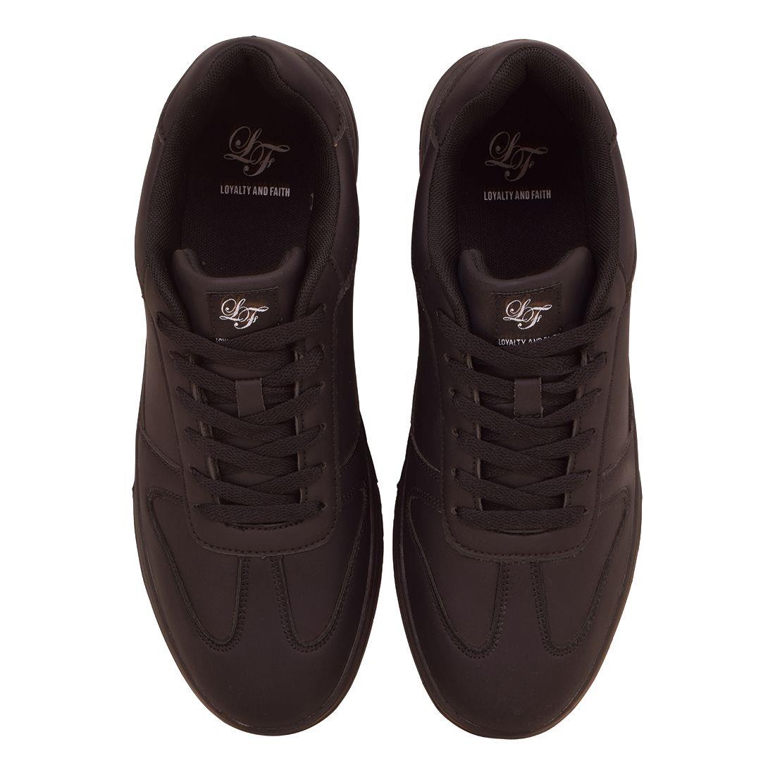 Loyalty And Faith Mens All Black Low Lace Up Trainers Lightly Cushioned Footbed