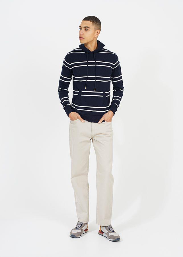 Brave Soul Mens Knitted Cotton Pullover Narrow Stripe Jumper Hoodie Casual Top - Picture 12 of 12